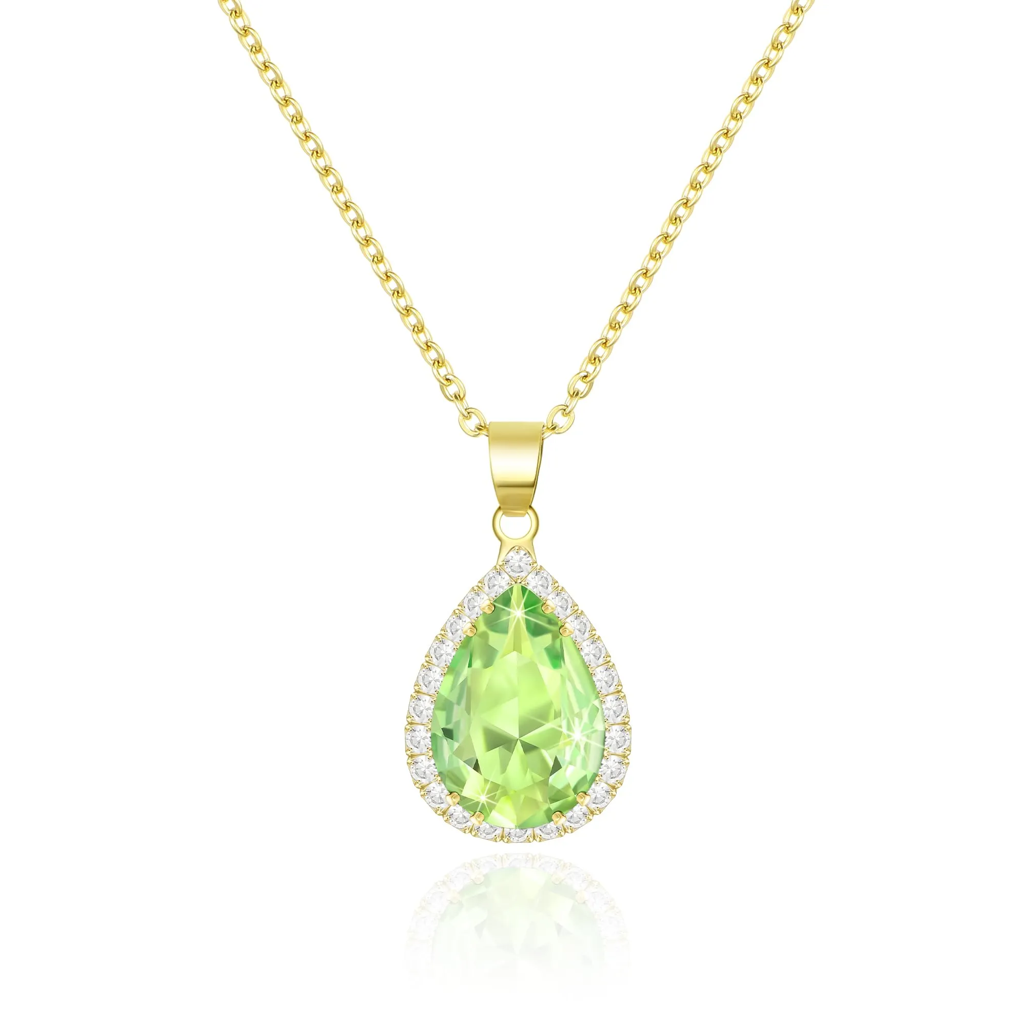 Linawe Collana in oro con ciondolo in peridoto e diamante verde per donna - immagine 1