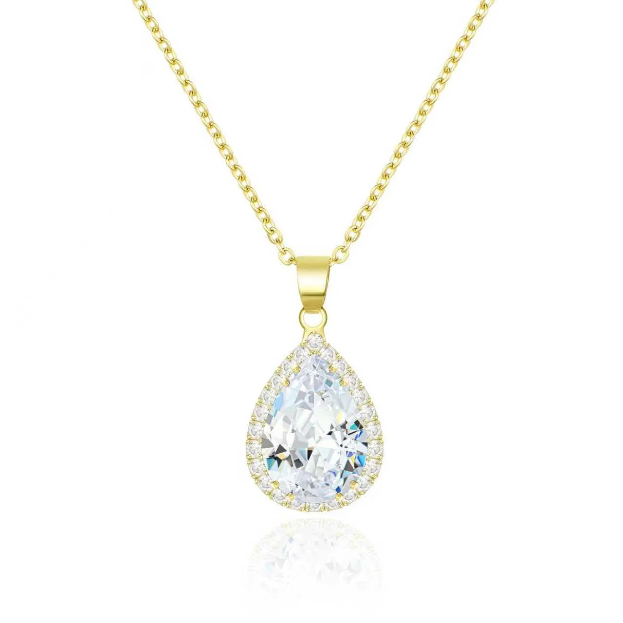 Linawe Collana con Ciondolo in Zirconia Cubica Placcata Oro 14k - immagine 1