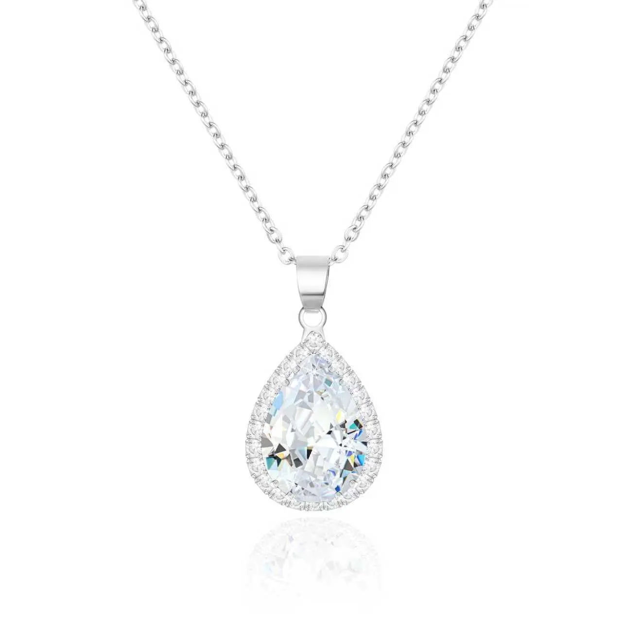 Linawe Collana in argento da donna con ciondolo in cristallo e zirconia - immagine 1