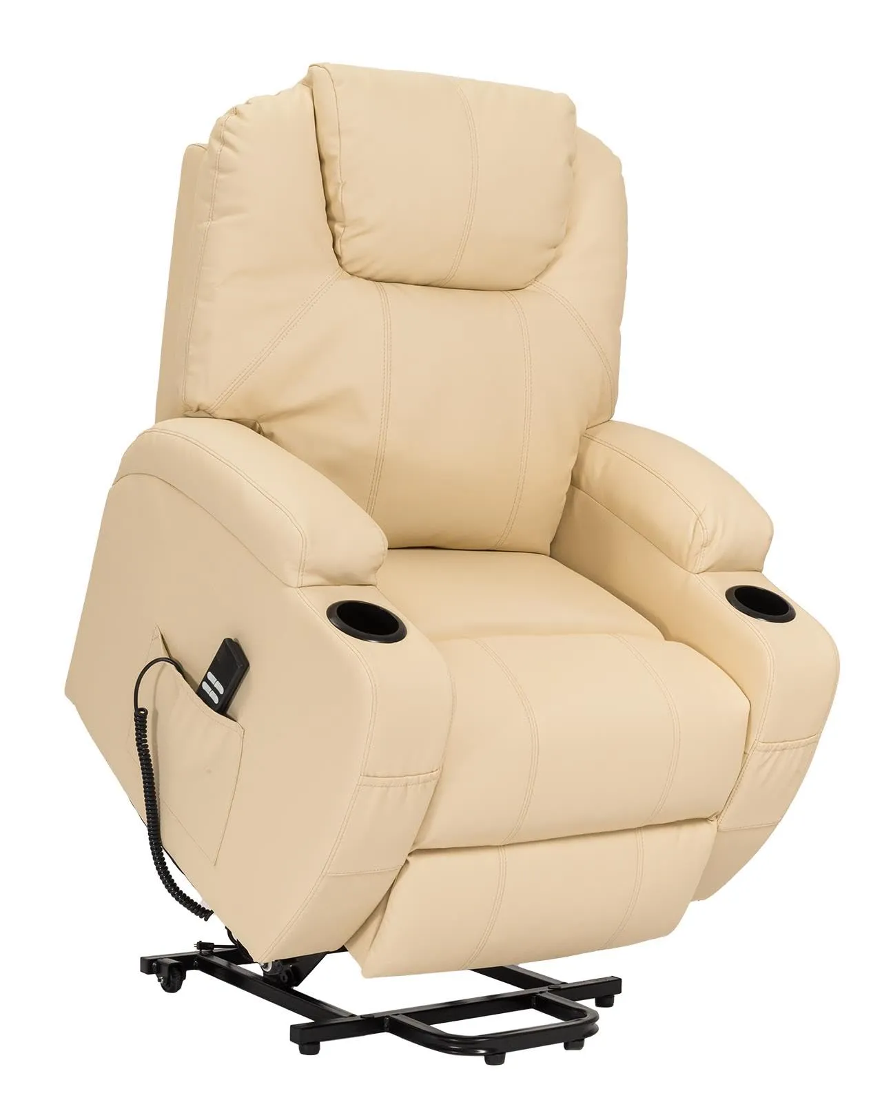 Poltrone Italia Poltrona Anziani Elettrica 2 Motori con Reclinazione Indipendente Schienale e Pediera, Portabicchieri e Kit 4 Ruote, Beige - immagine 3