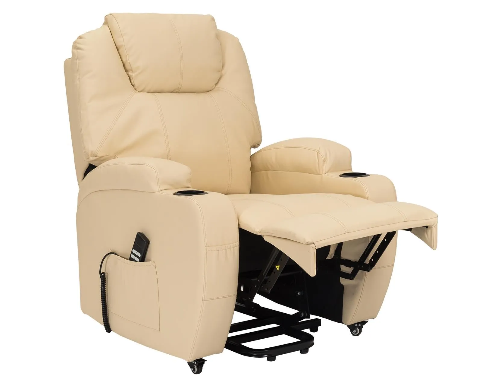 Poltrone Italia Poltrona Anziani Elettrica 2 Motori con Reclinazione Indipendente Schienale e Pediera, Portabicchieri e Kit 4 Ruote, Beige - immagine 4