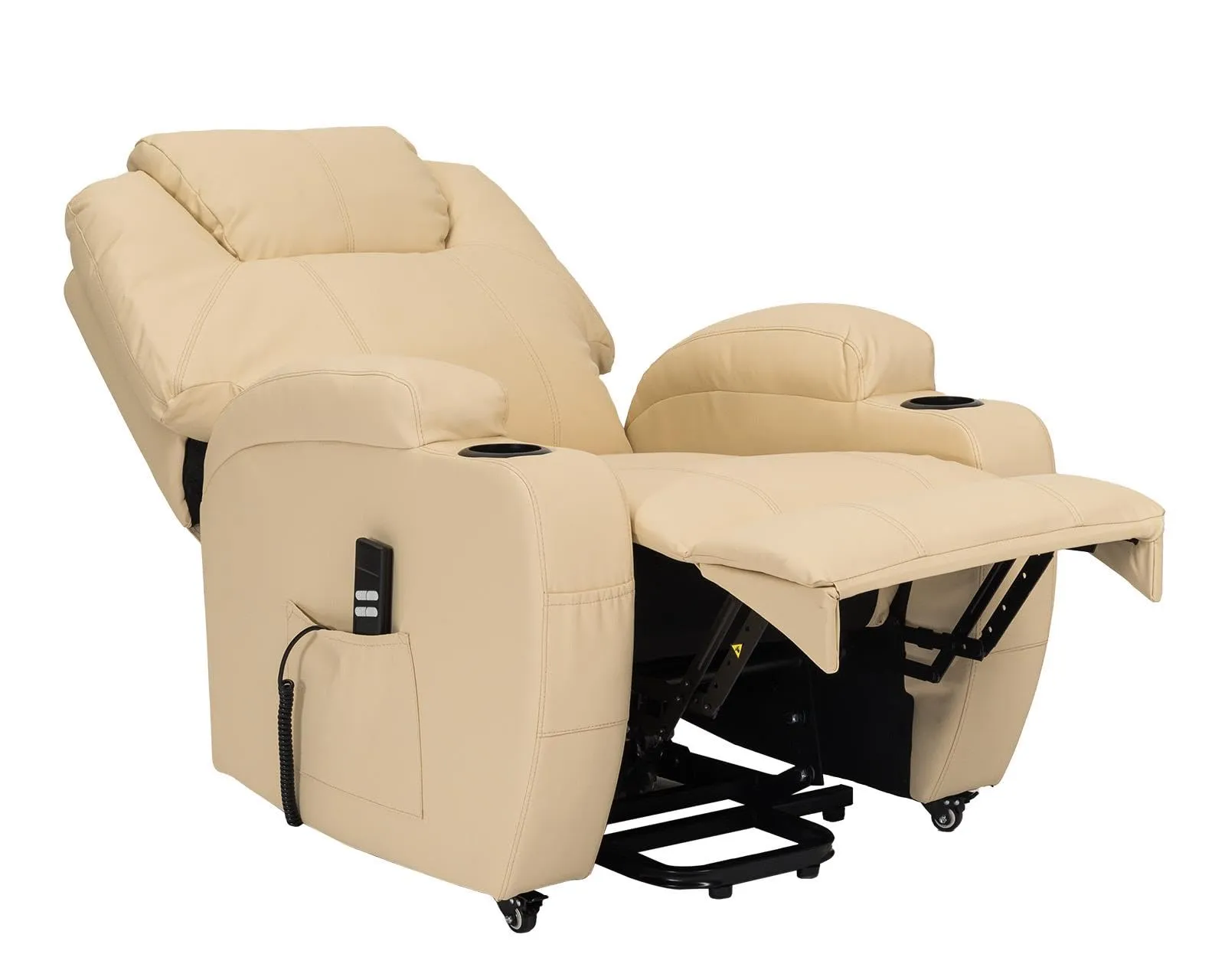 Poltrone Italia Poltrona Anziani Elettrica 2 Motori con Reclinazione Indipendente Schienale e Pediera, Portabicchieri e Kit 4 Ruote, Beige - immagine 6