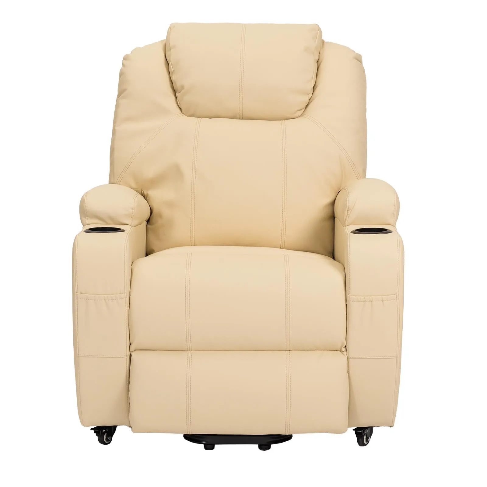 Poltrone Italia Poltrona Anziani Elettrica 2 Motori con Reclinazione Indipendente Schienale e Pediera, Portabicchieri e Kit 4 Ruote, Beige - immagine 7