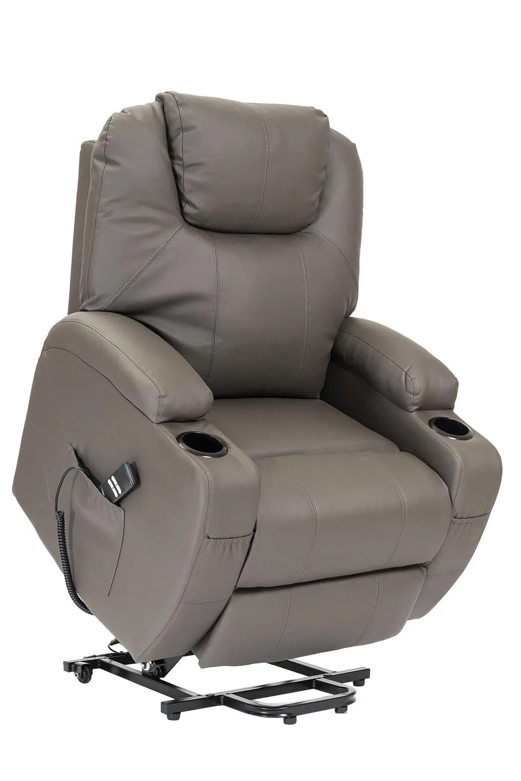 Poltrone Italia Poltrona Anziani Elettrica 2 Motori con Reclinazione Indipendente, Portabicchieri e Kit 4 Ruote - Grigio - immagine 3