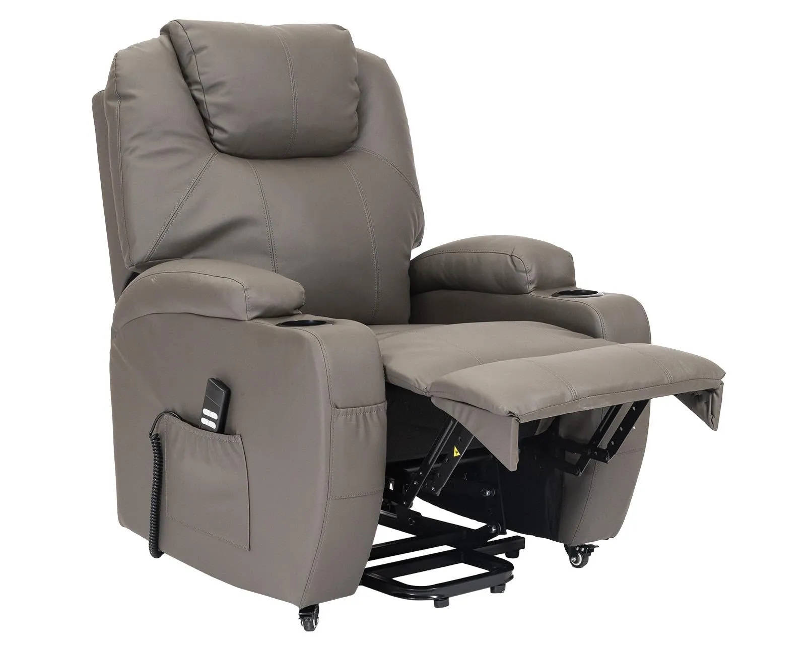 Poltrone Italia Poltrona Anziani Elettrica 2 Motori con Reclinazione Indipendente, Portabicchieri e Kit 4 Ruote - Grigio - immagine 4