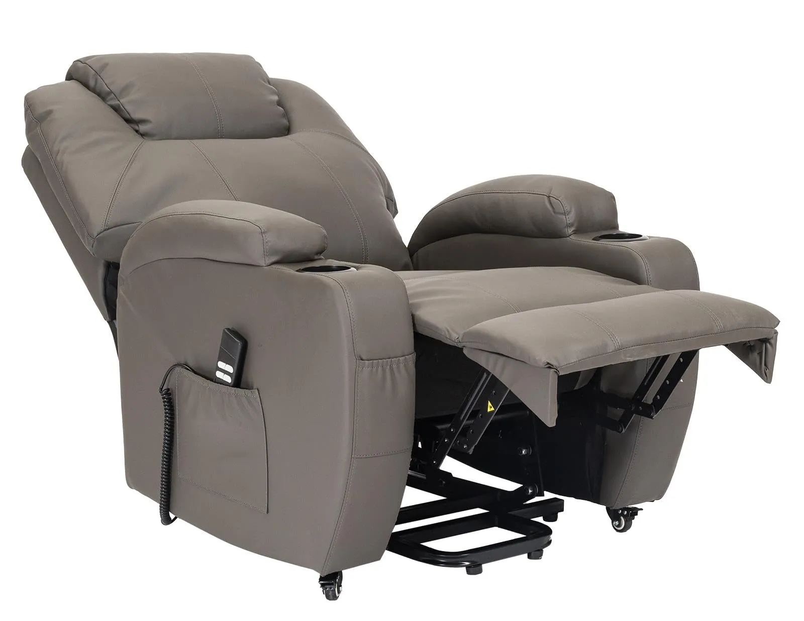 Poltrone Italia Poltrona Anziani Elettrica 2 Motori con Reclinazione Indipendente, Portabicchieri e Kit 4 Ruote - Grigio - immagine 5