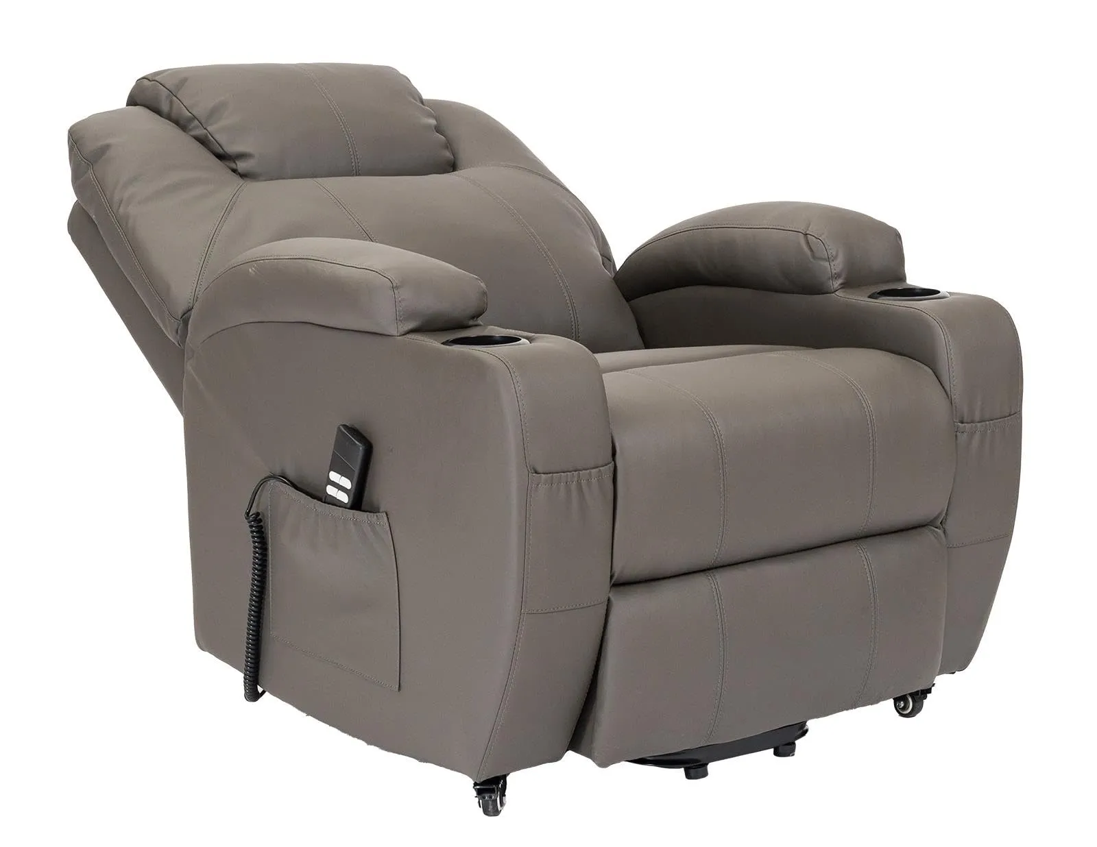 Poltrone Italia Poltrona Anziani Elettrica 2 Motori con Reclinazione Indipendente, Portabicchieri e Kit 4 Ruote - Grigio - immagine 6