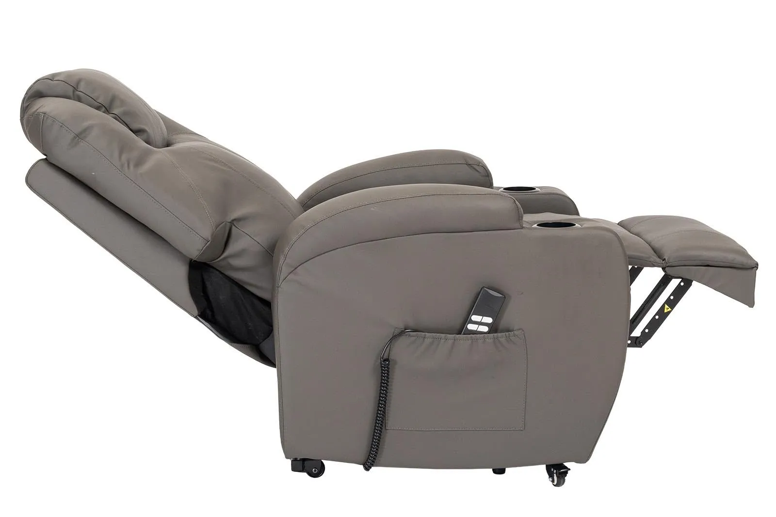 Poltrone Italia Poltrona Anziani Elettrica 2 Motori con Reclinazione Indipendente, Portabicchieri e Kit 4 Ruote - Grigio - immagine 7