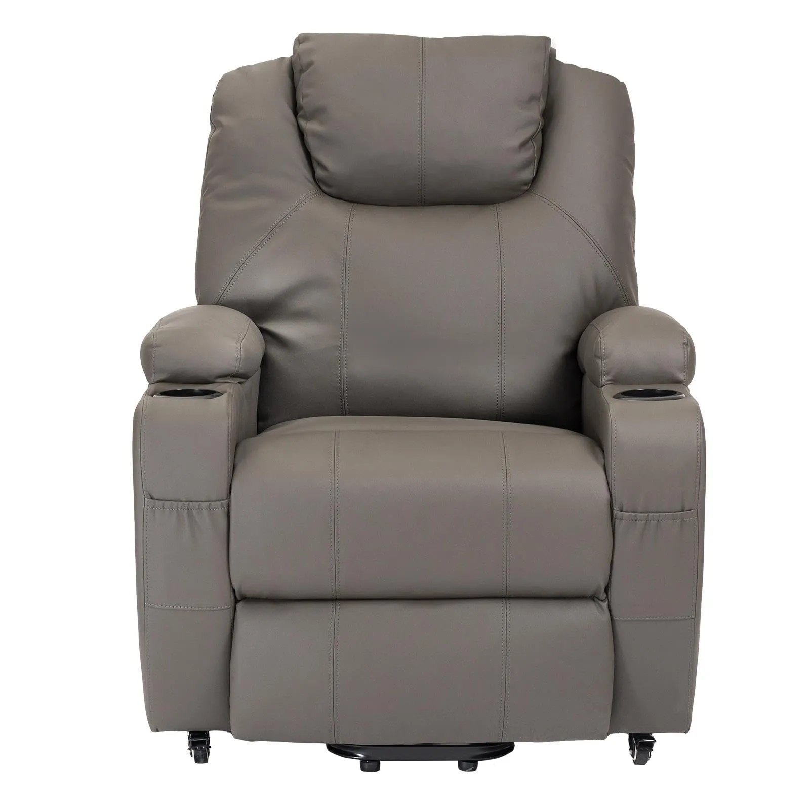 Poltrone Italia Poltrona Anziani Elettrica 2 Motori con Reclinazione Indipendente, Portabicchieri e Kit 4 Ruote - Grigio - immagine 9