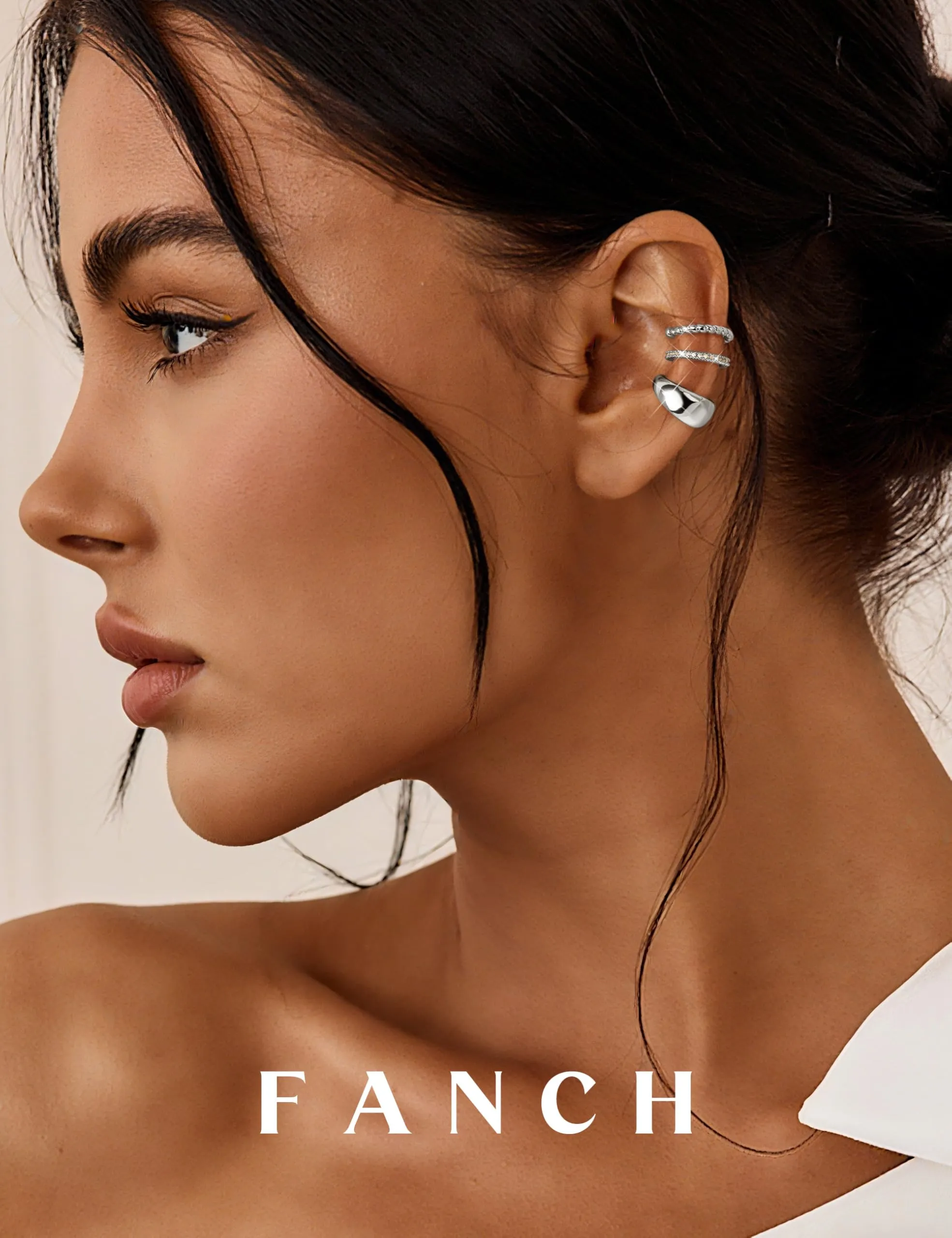 FANCH Ear Cuff Orecchini Senza Buco Donna, 6Pcs Ipoallergenici 14K Oro Placcato, Regolabili per Cartilagine, Argento e Oro - immagine 4