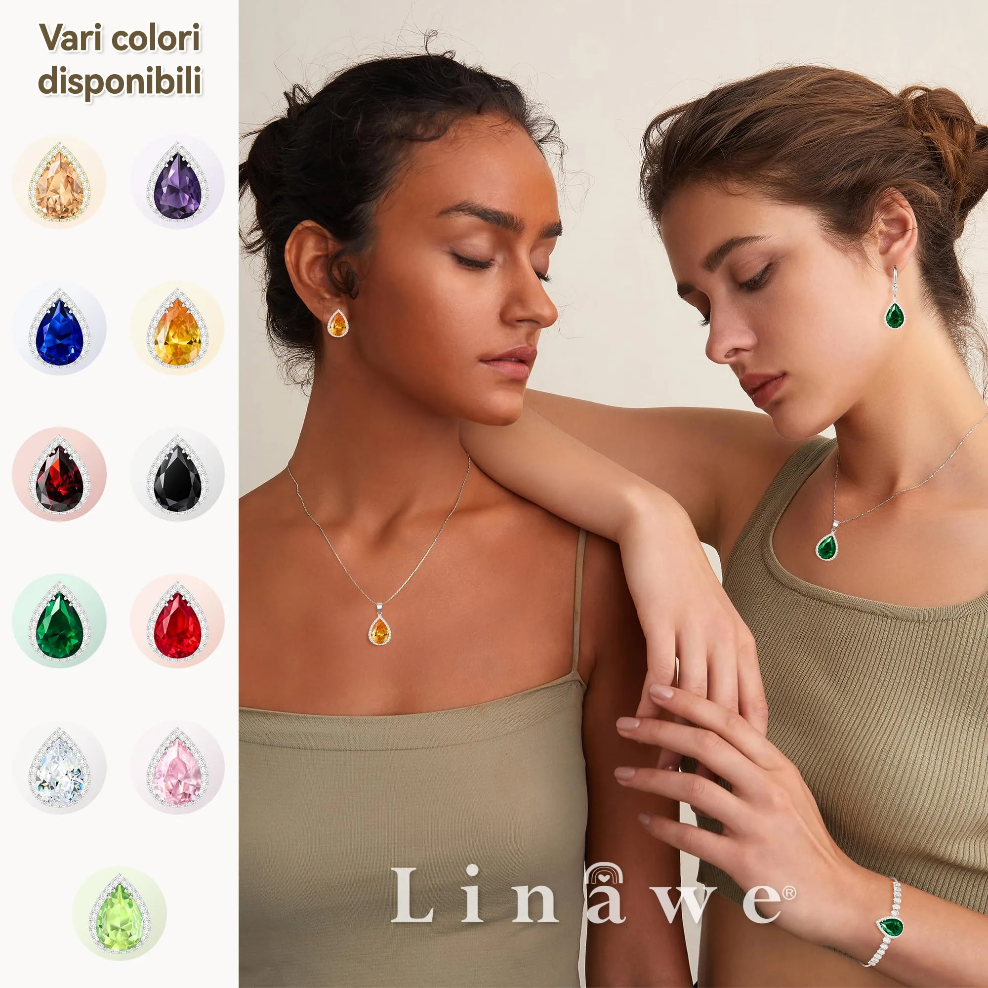 Linawe Collana da donna in argento con ciondolo topazio champagne e zircone - immagine 5