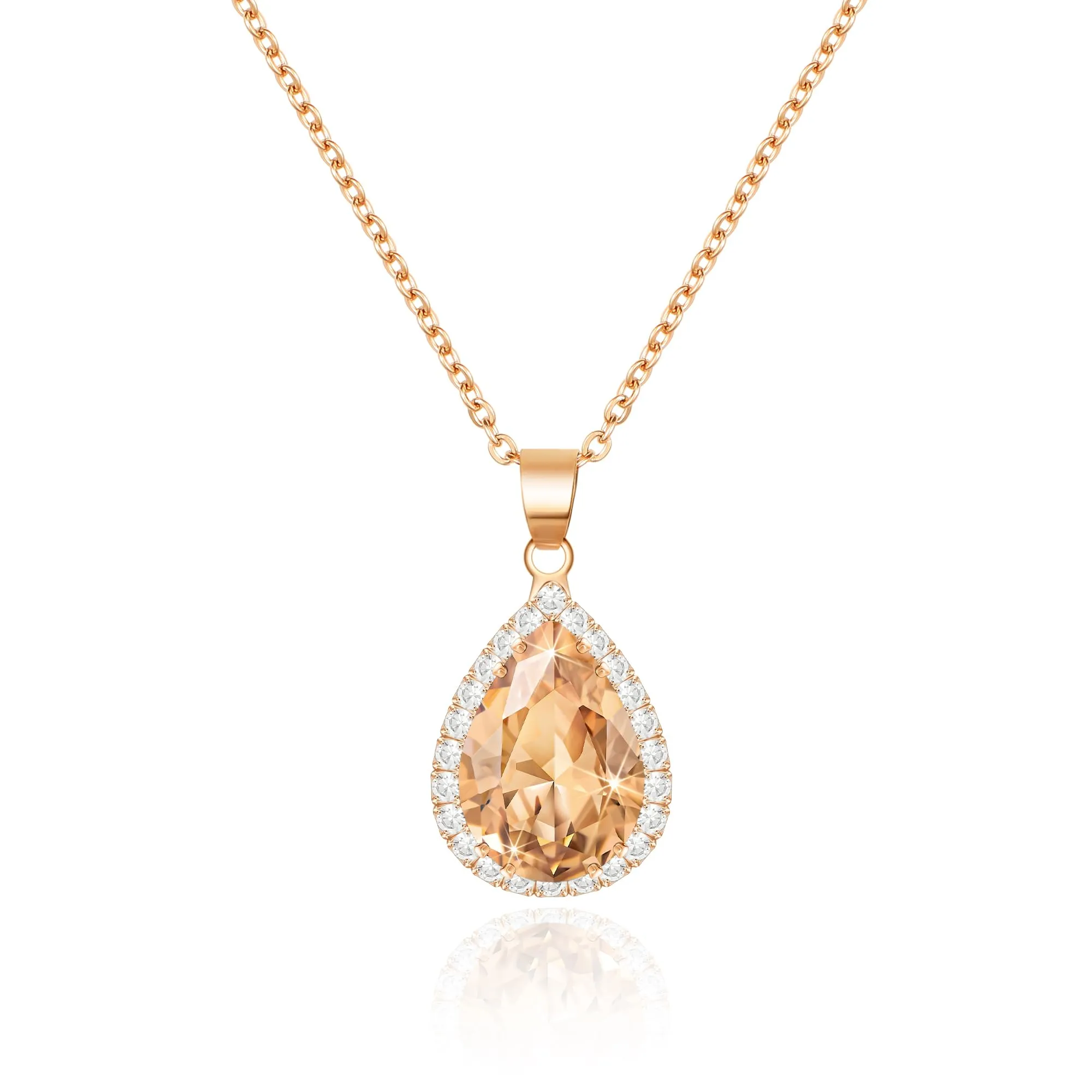 Linawe Collana con ciondolo in oro rosa, topazio champagne e zircone per donna - immagine 1