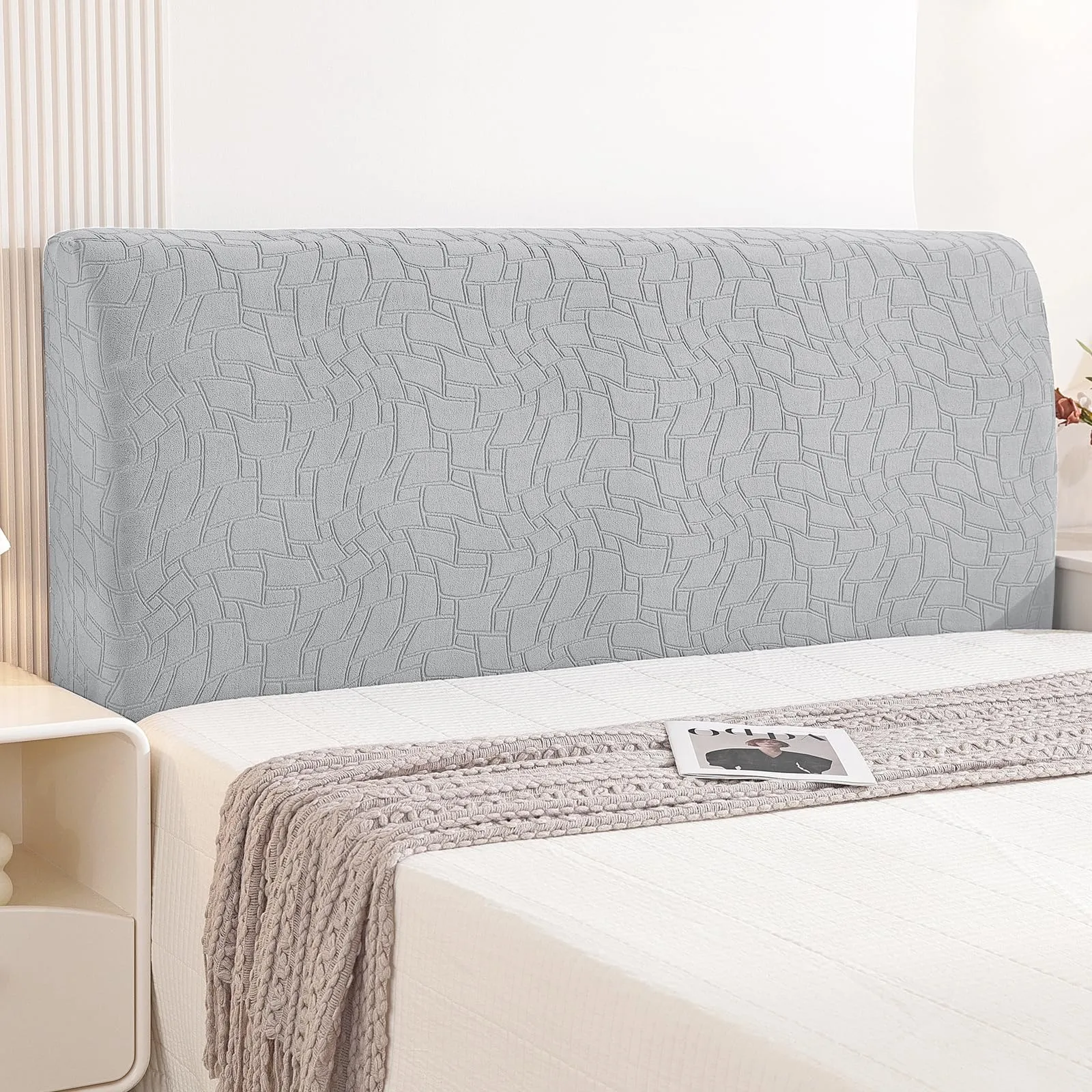 Ystyle Copri Testiera Letto Elasticizzata Universale, 90cm, Grigio Argento - immagine 1