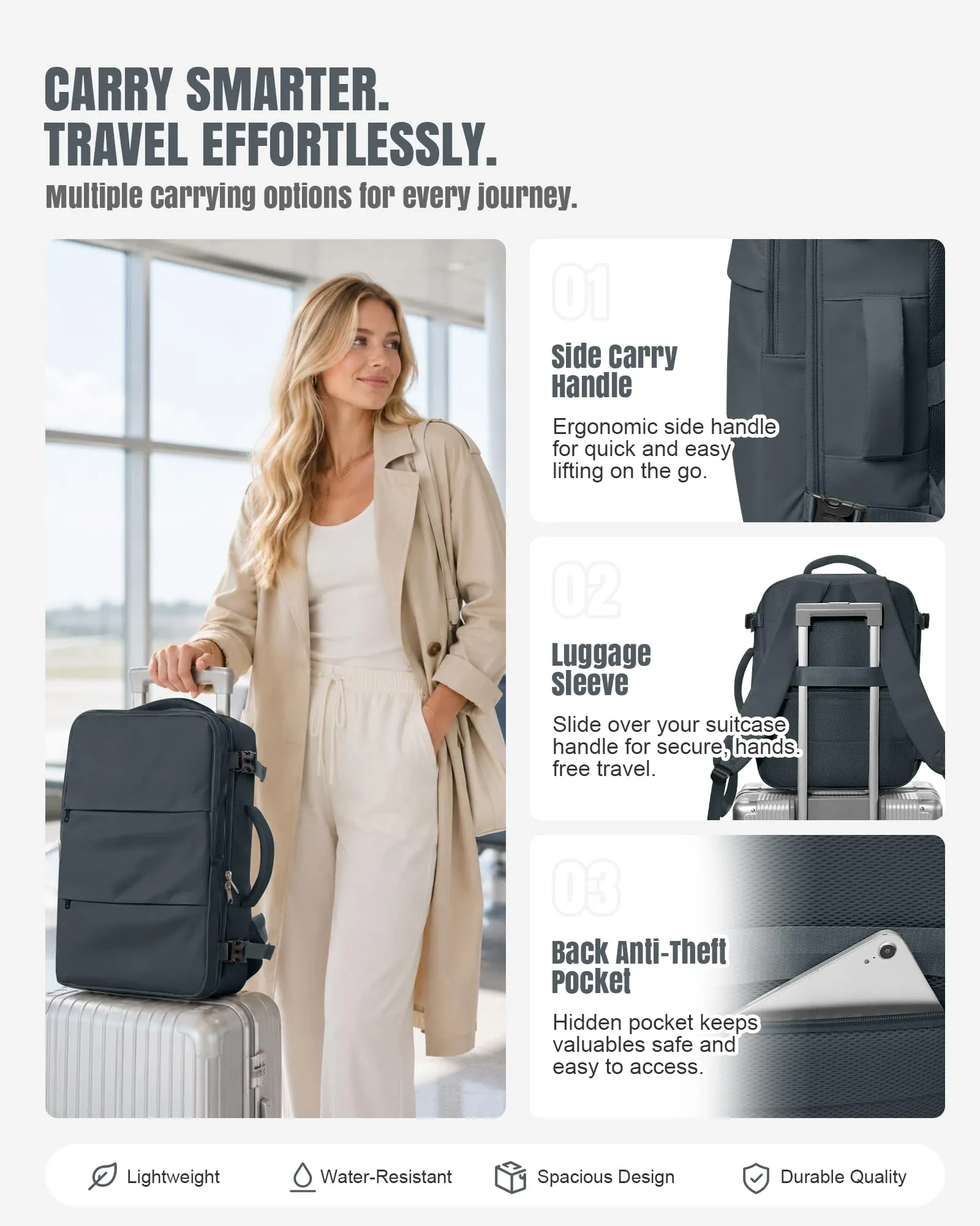 BJLFS Zaino da Viaggio Ryanair 40x30x20 Sottovuoto con Pompa Elettrica - immagine 6
