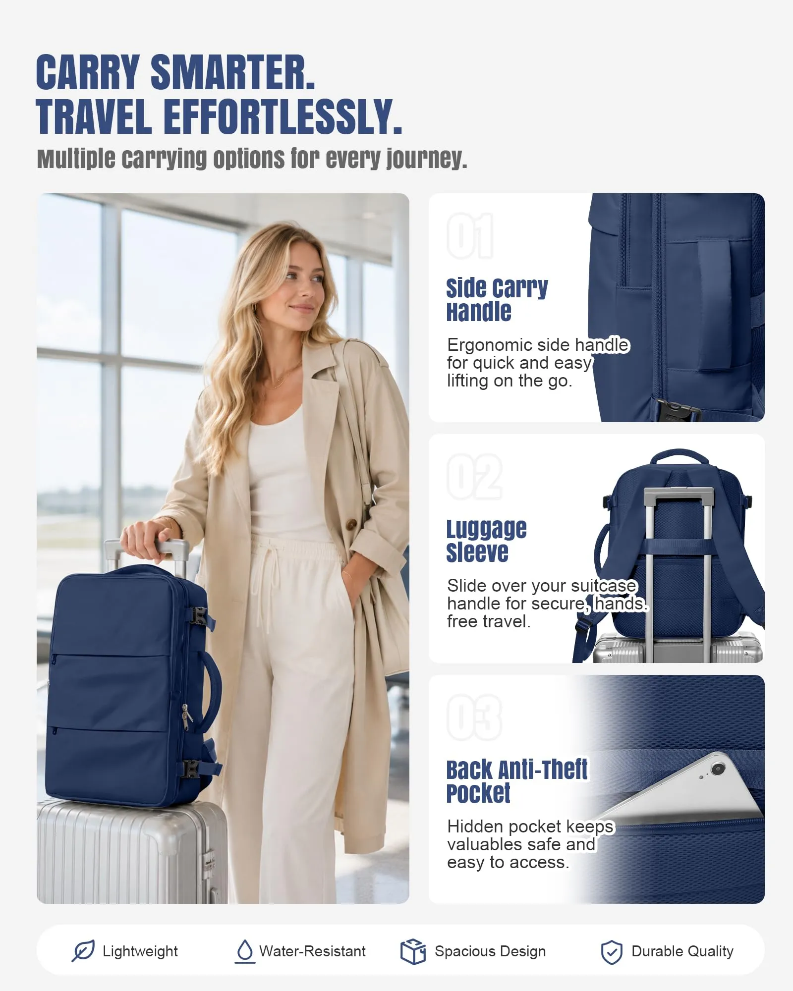 BJLFS Zaino da Viaggio Ryanair 40x30x20 Sottovuoto con Pompa Elettrica - immagine 6