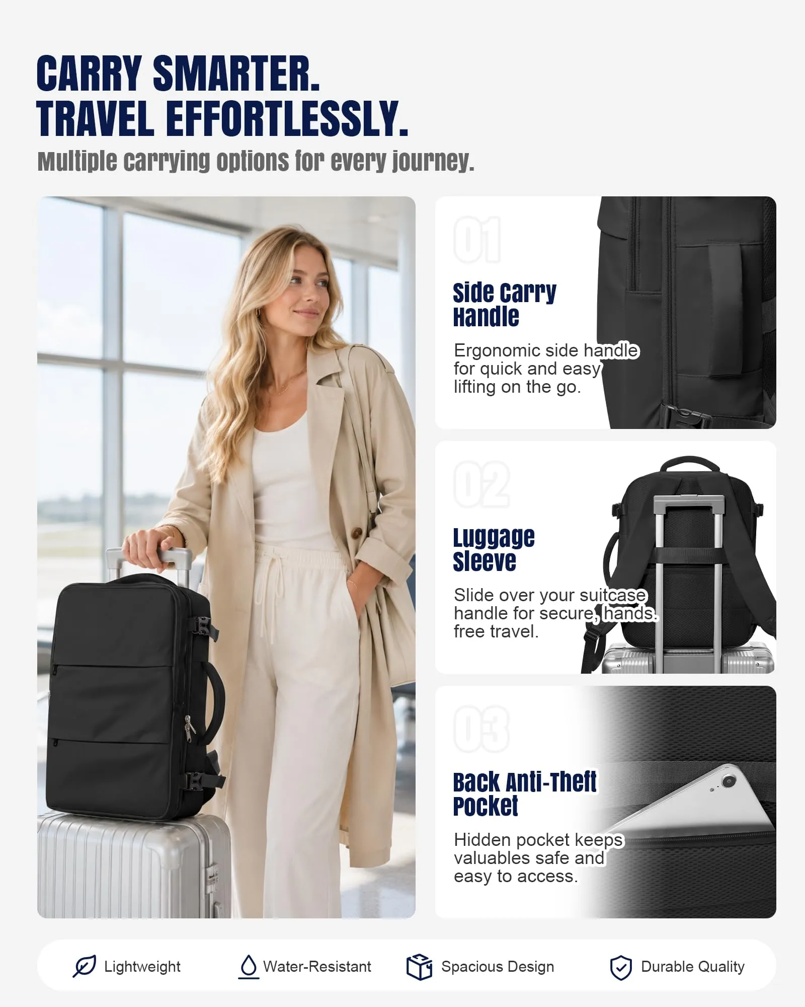 BJLFS Zaino da Viaggio Ryanair 40x30x20 Sottovuoto con Pompa Elettrica - immagine 6
