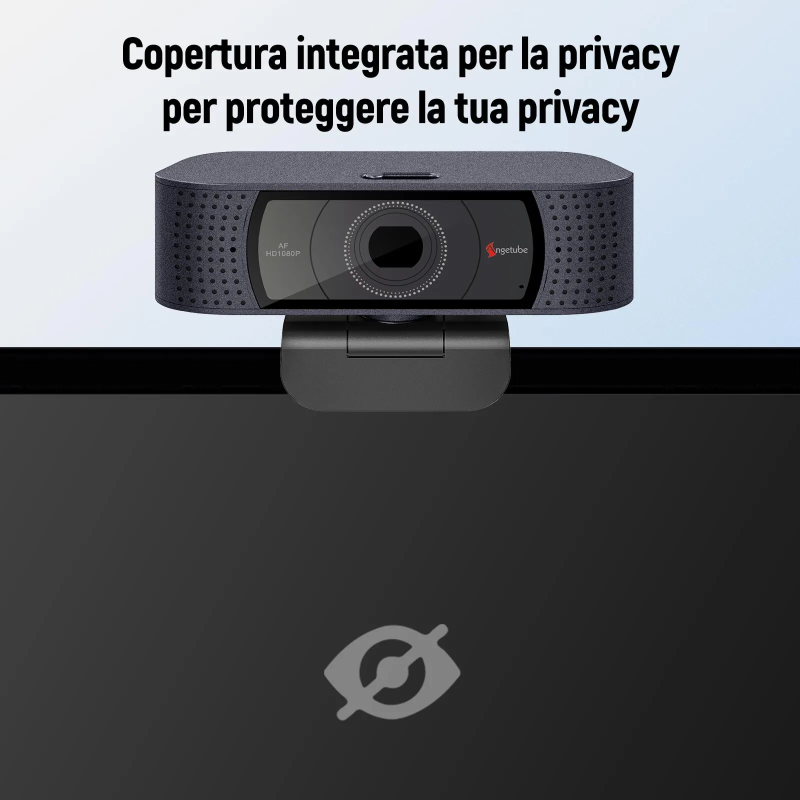 Angetube Webcam Full HD 1080P con autofocus, doppio microfono a cancellazione di rumore e copertura protettiva integrata - immagine 3