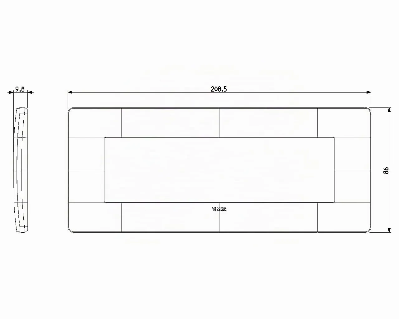 Vimar Plana Up Placca 7 Moduli 14657U.13, Grigio Dolomite - immagine 4