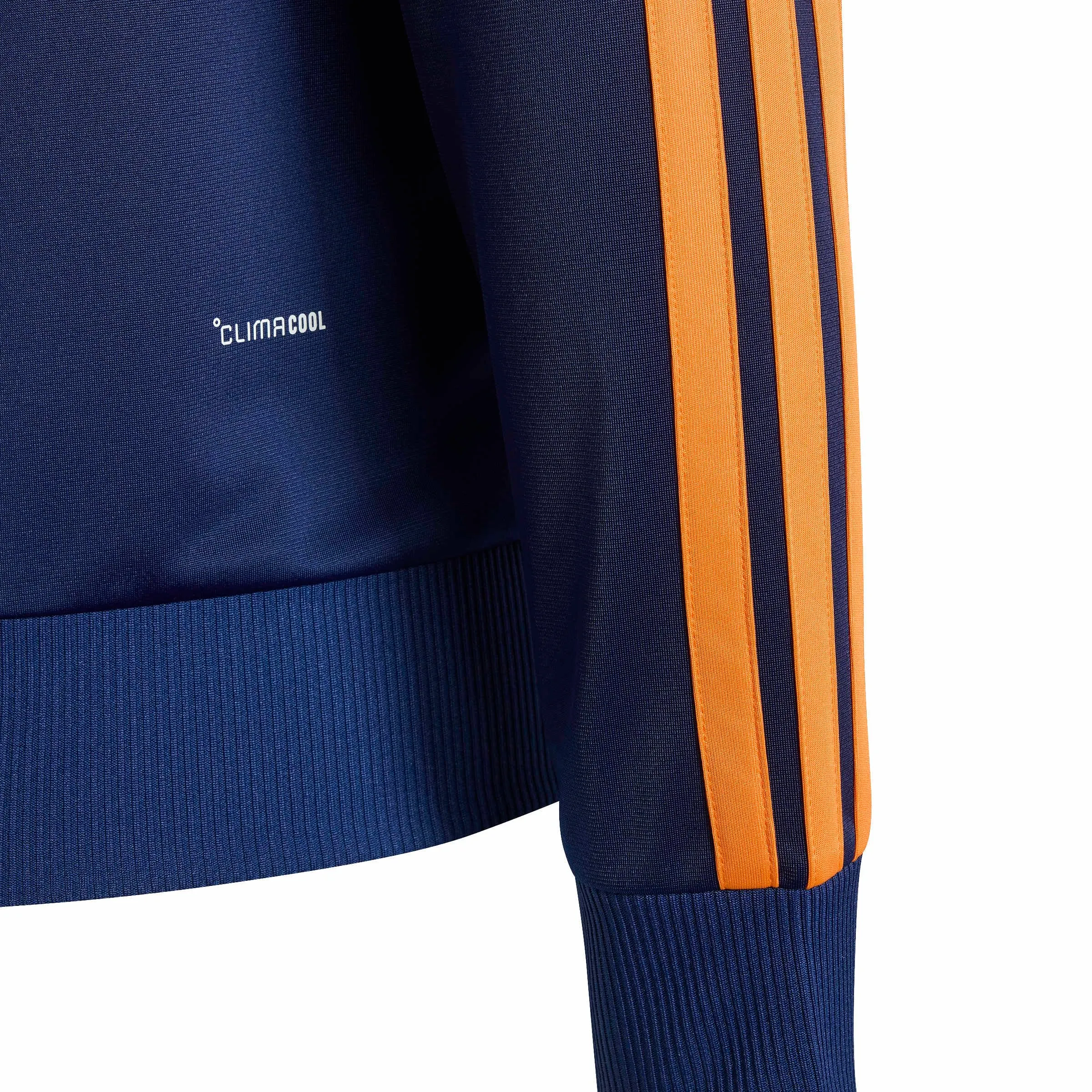 adidas Seasonal Essentials Tiberio 3 Stripes Tricot Tracksuit, Dark Blue/Pure Orange/Grey Five, 7-8 Years - immagine 4
