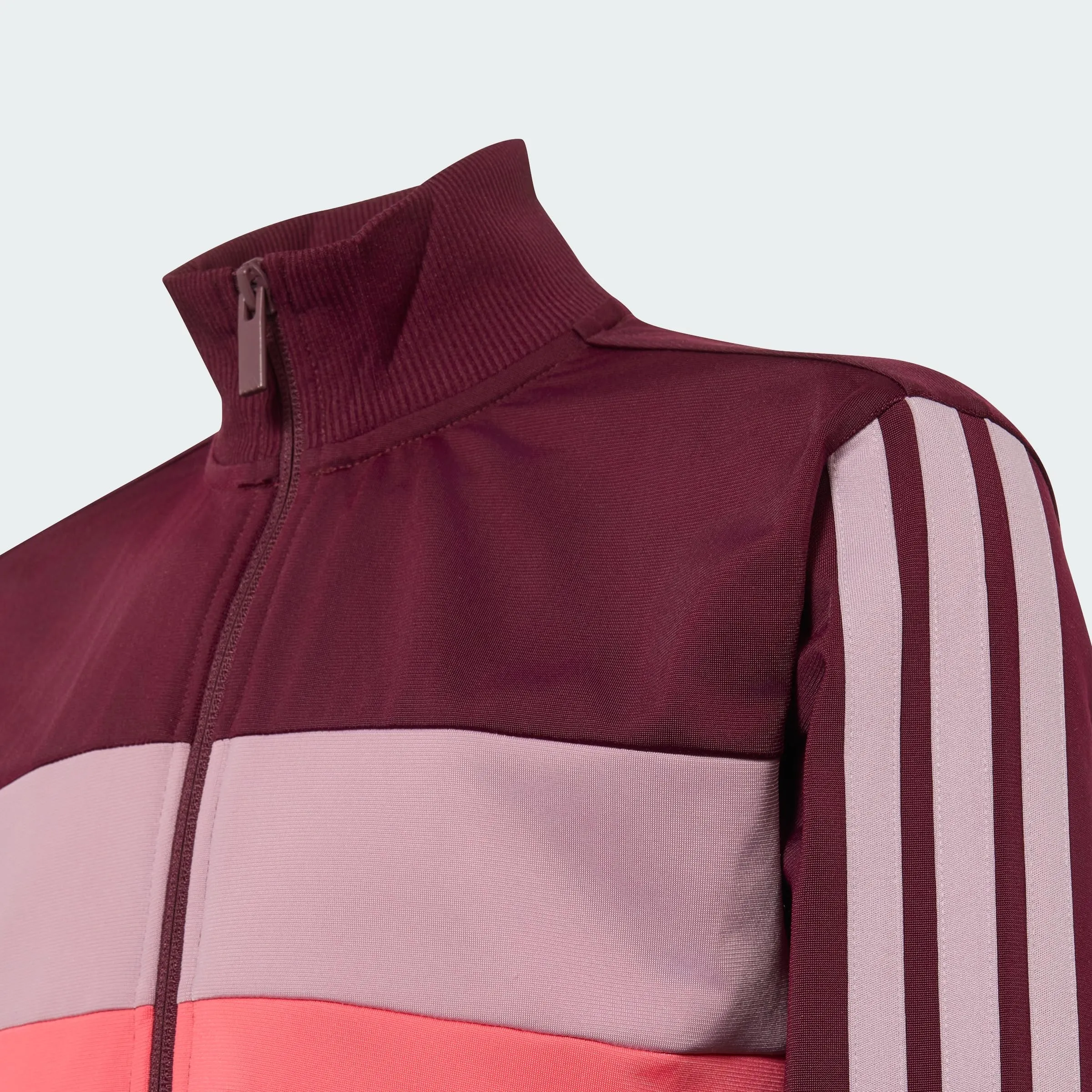 adidas Seasonal Essentials Tiberio 3 Stripes Tricot Tracksuit, Maroon/Magic Mauve, 11-12 Years - immagine 3