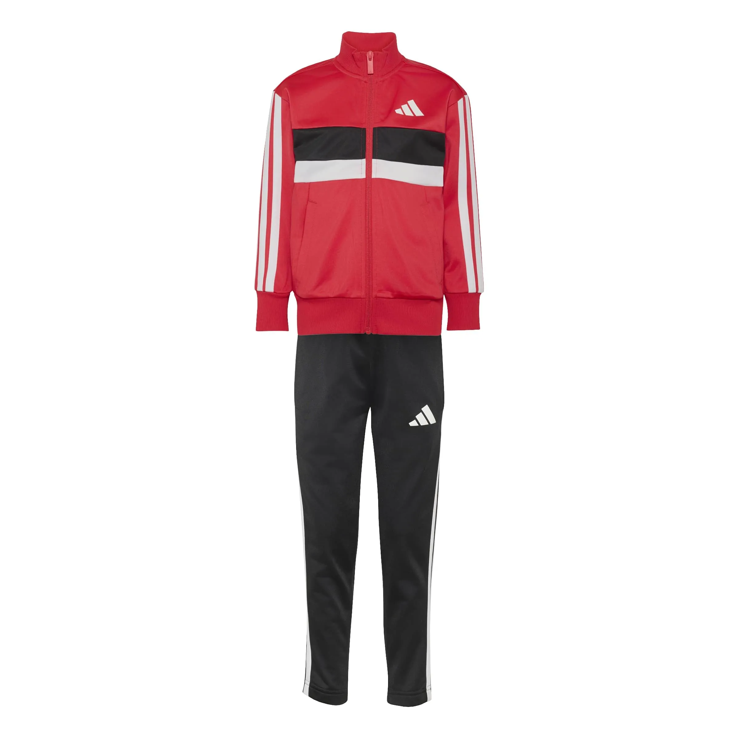 adidas Seasonal Essentials Tiberio 3 Stripes Tricot Track Suit, Pure Ruby/White/Black, 7-8 Years - immagine 1