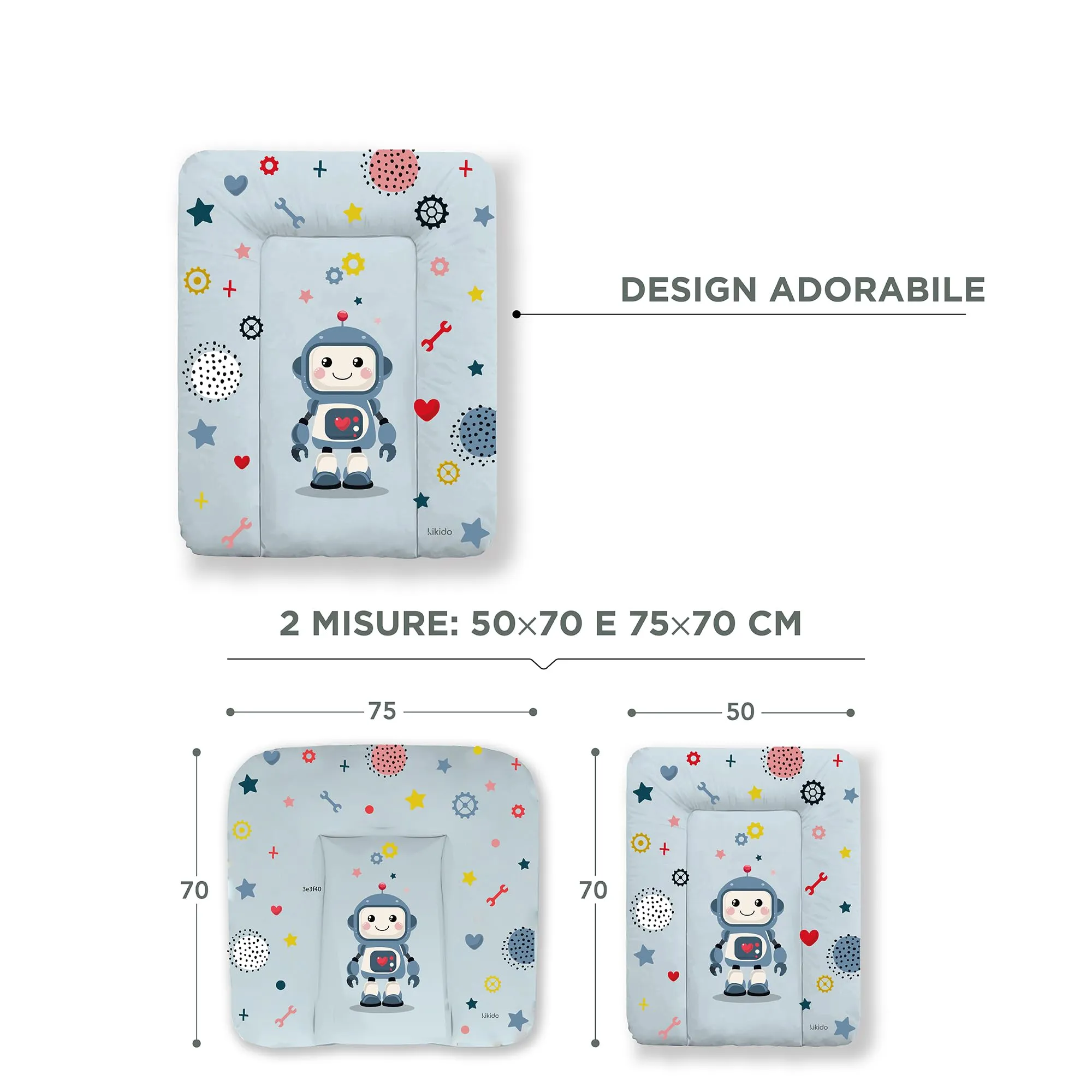 Kikido Materassino Fasciatoio Robot 50x70 cm - Impermeabile e Lavabile - immagine 2