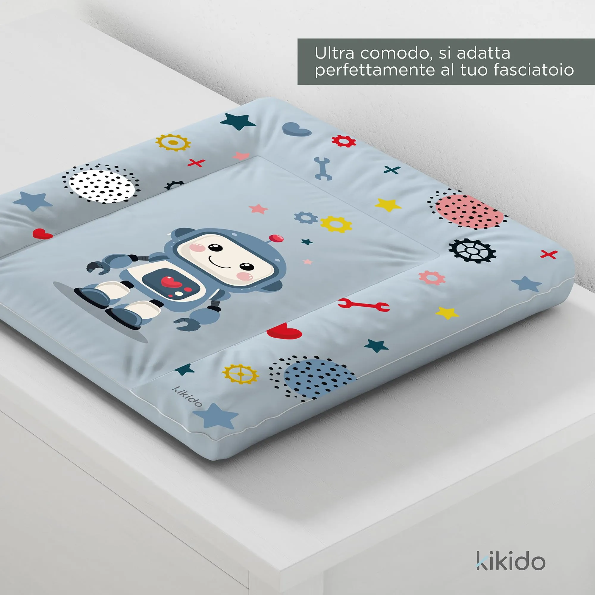 Kikido Materassino Fasciatoio Robot 50x70 cm - Impermeabile e Lavabile - immagine 3