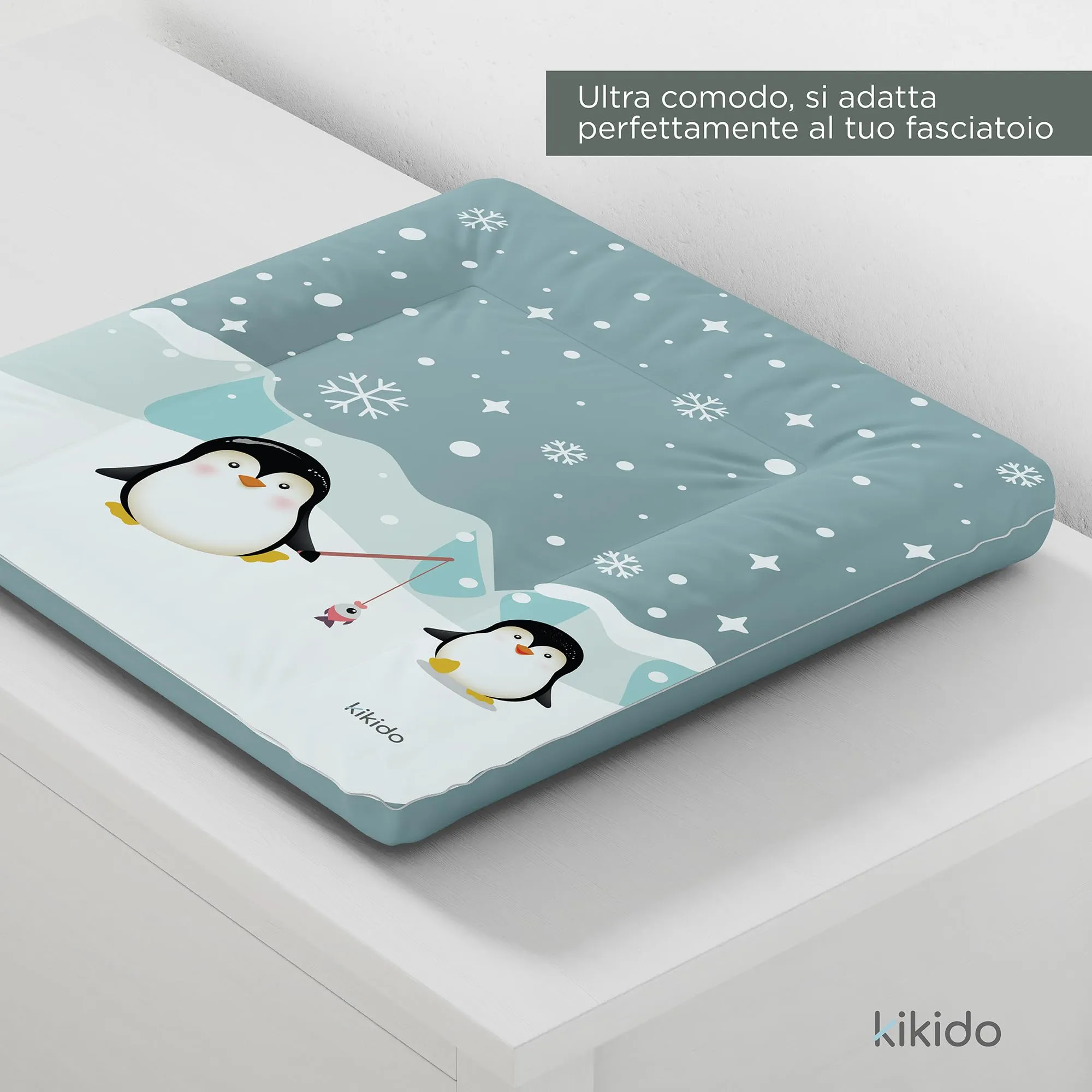 Kikido Materassino Fasciatoio 70x75 - Pinguini - Lavabile e Impermeabile - immagine 3