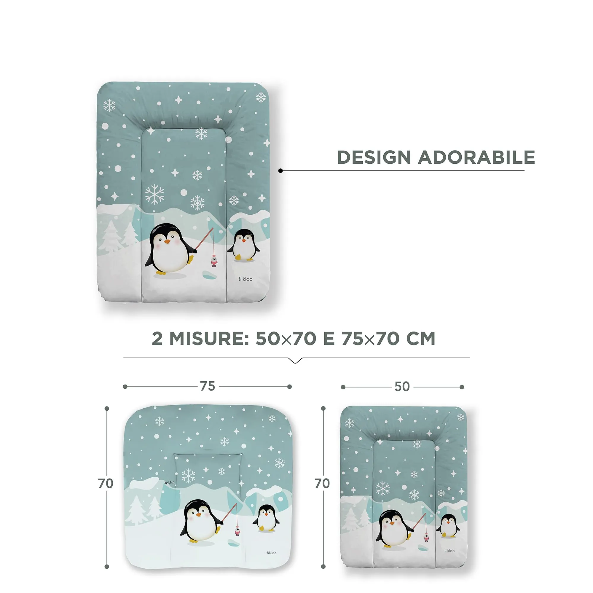 Kikido Materassino Fasciatoio 70x50 - Pinguini - Lavabile e Impermeabile - Universale - immagine 2