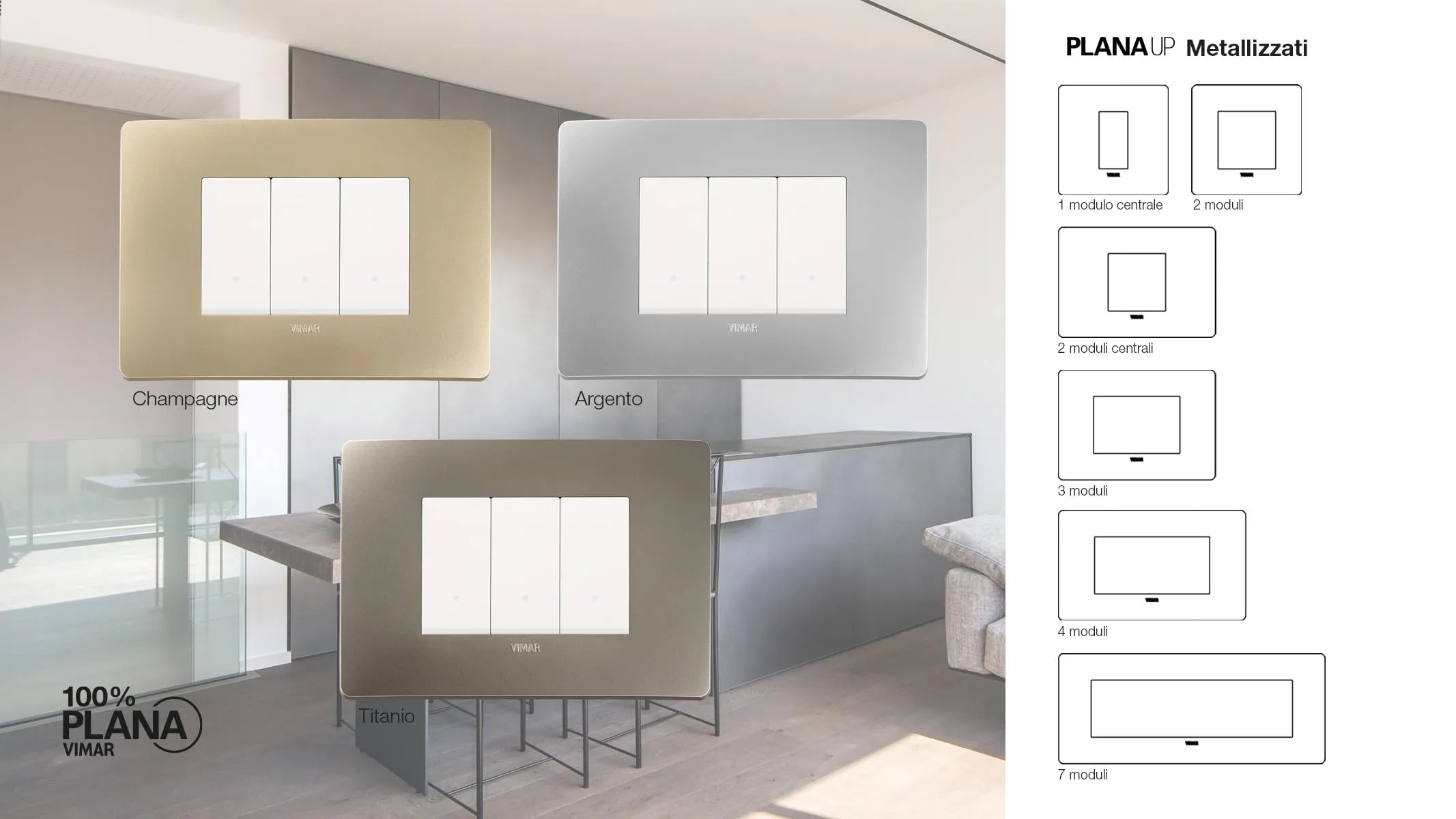 Vimar Plana Up Placca 7 Moduli 14657U.32, Argento - immagine 2