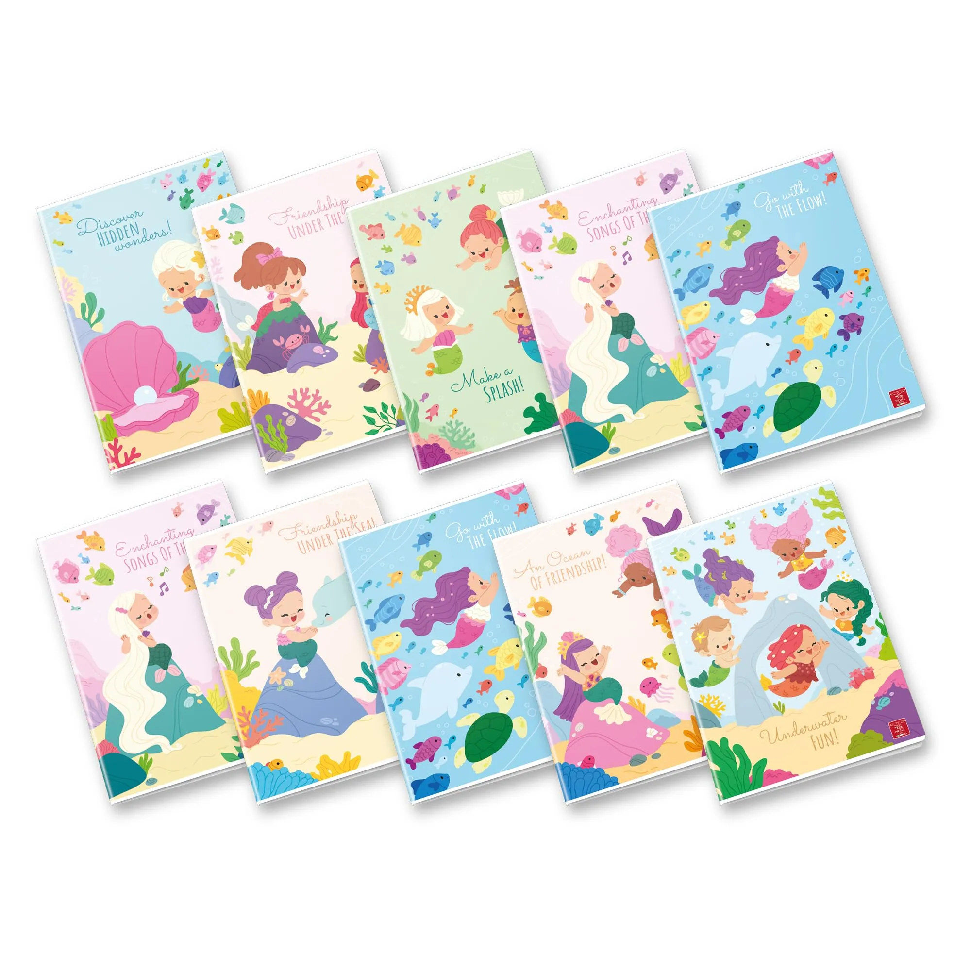 Pigna Maxi Quaderno Sirene A4, 80 Pagine, Quadretto 1 cm, Copertine Assortite, 10 pezzi - immagine 1