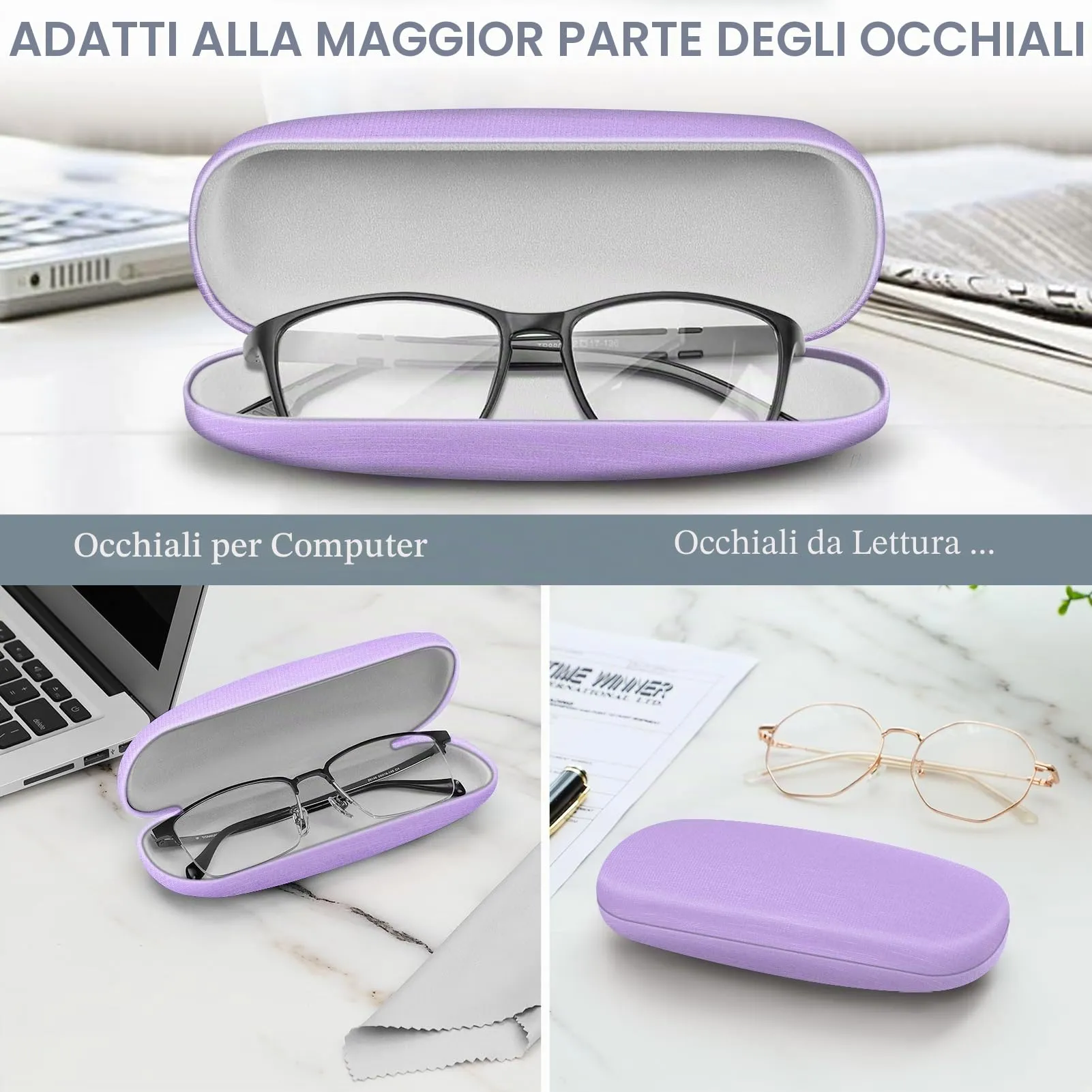 FINTIE Custodia Occhiali Rigida, Viola Setoso - immagine 3