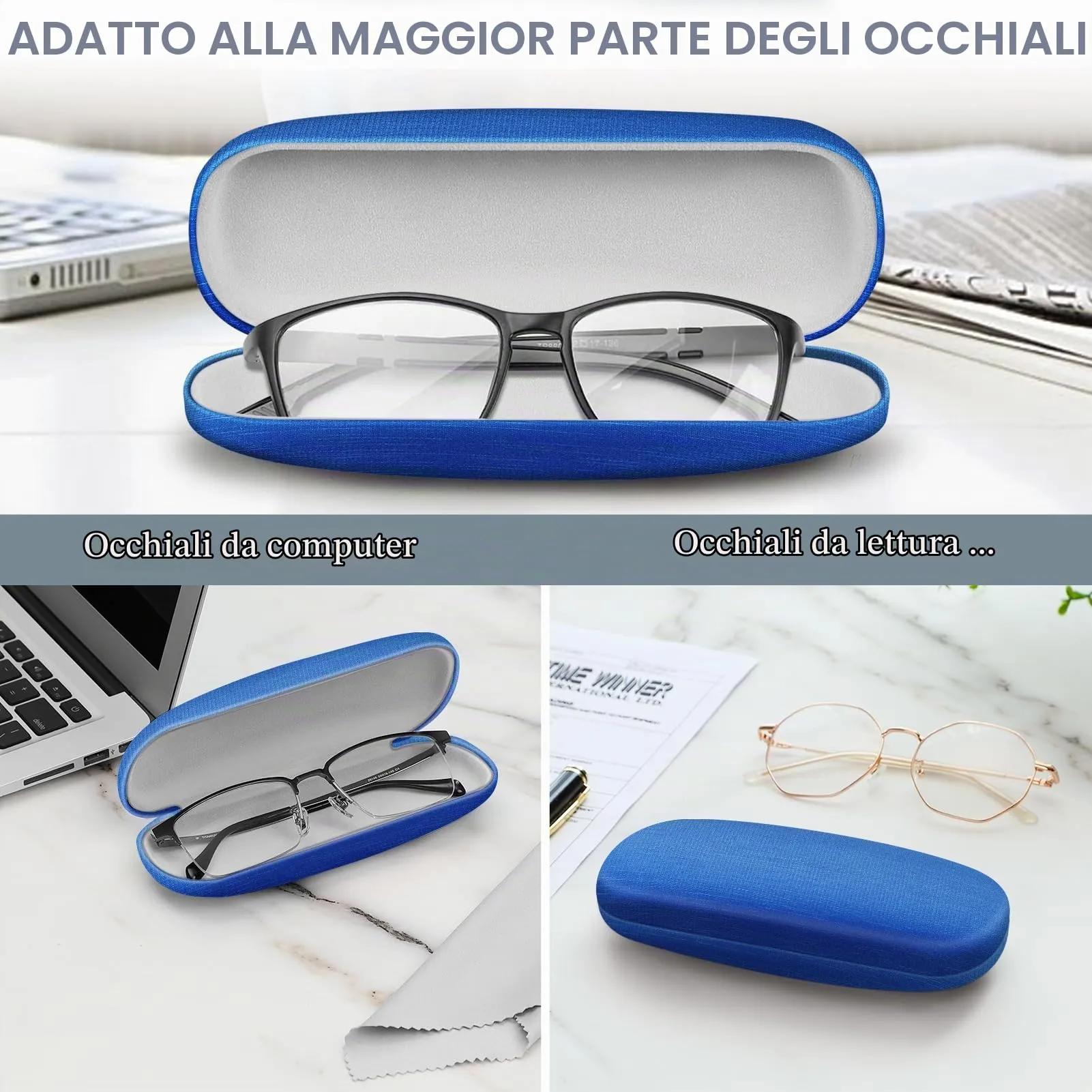 FINTIE Custodia Occhiali Rigida, Blu Setoso - immagine 3