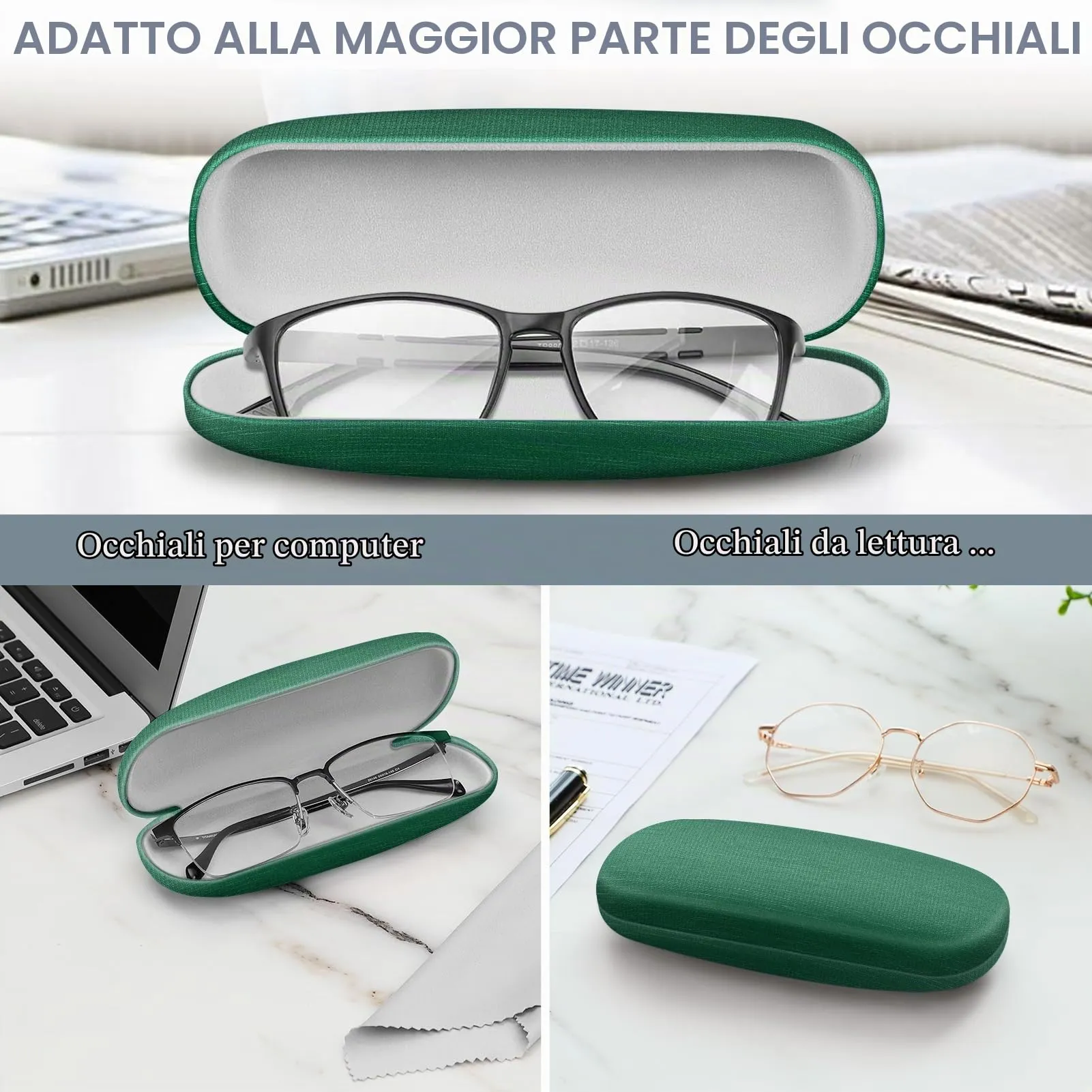 FINTIE Custodia Occhiali Rigida, Verde Setoso - immagine 3