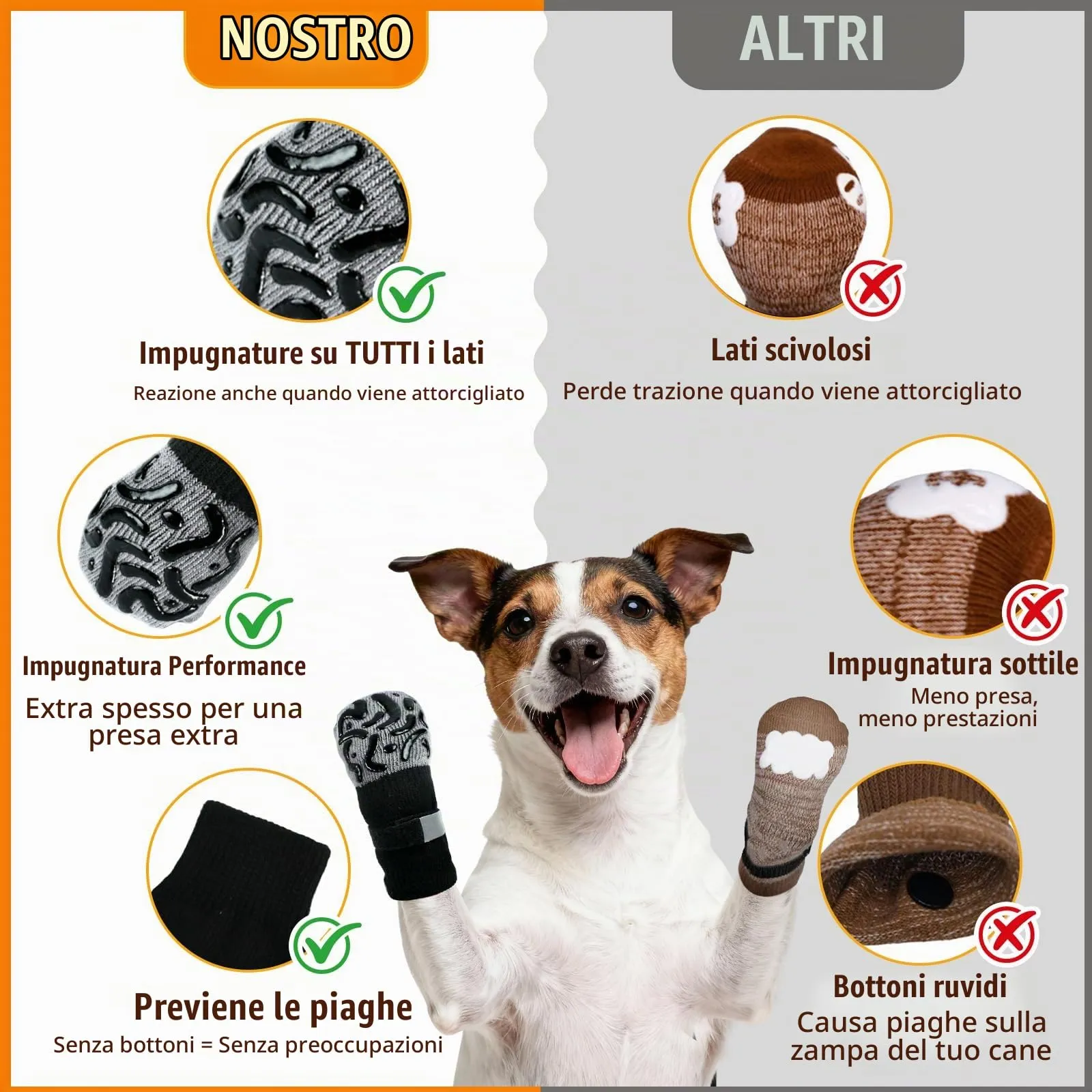 PPGGOPP Calzini Antiscivolo per Cani con Cinghie Regolabili, 2 Paia, in Cotone per Cani Piccoli, Medi e Grandi - immagine 3