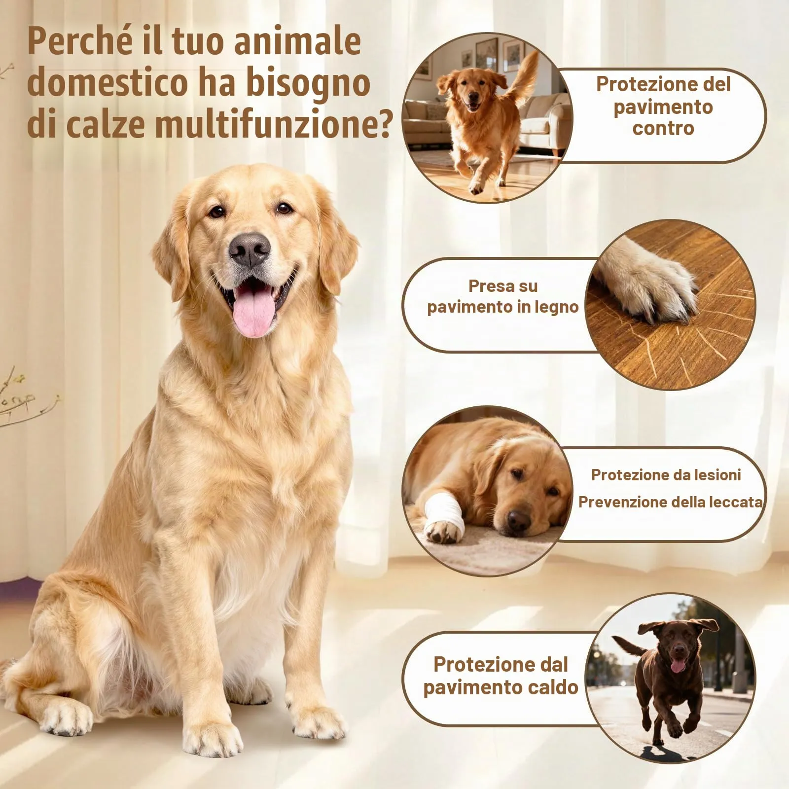 PPGGOPP Calzini Antiscivolo per Cani con Cinghie Regolabili, 2 Paia, in Cotone per Cani Piccoli, Medi e Grandi - immagine 4