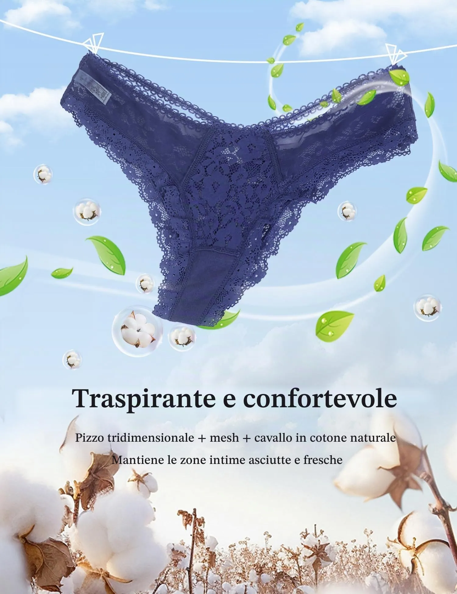 ohmydear Perizoma Donna in Pizzo Vita Bassa, 2 Pezzi, Modello Tanga Slip - immagine 5