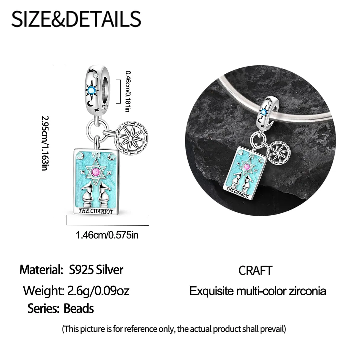 Pandach Bead Charm in Argento Sterling 925 con Cubic Zirconia per Braccialetti e Collane Europei - immagine 5