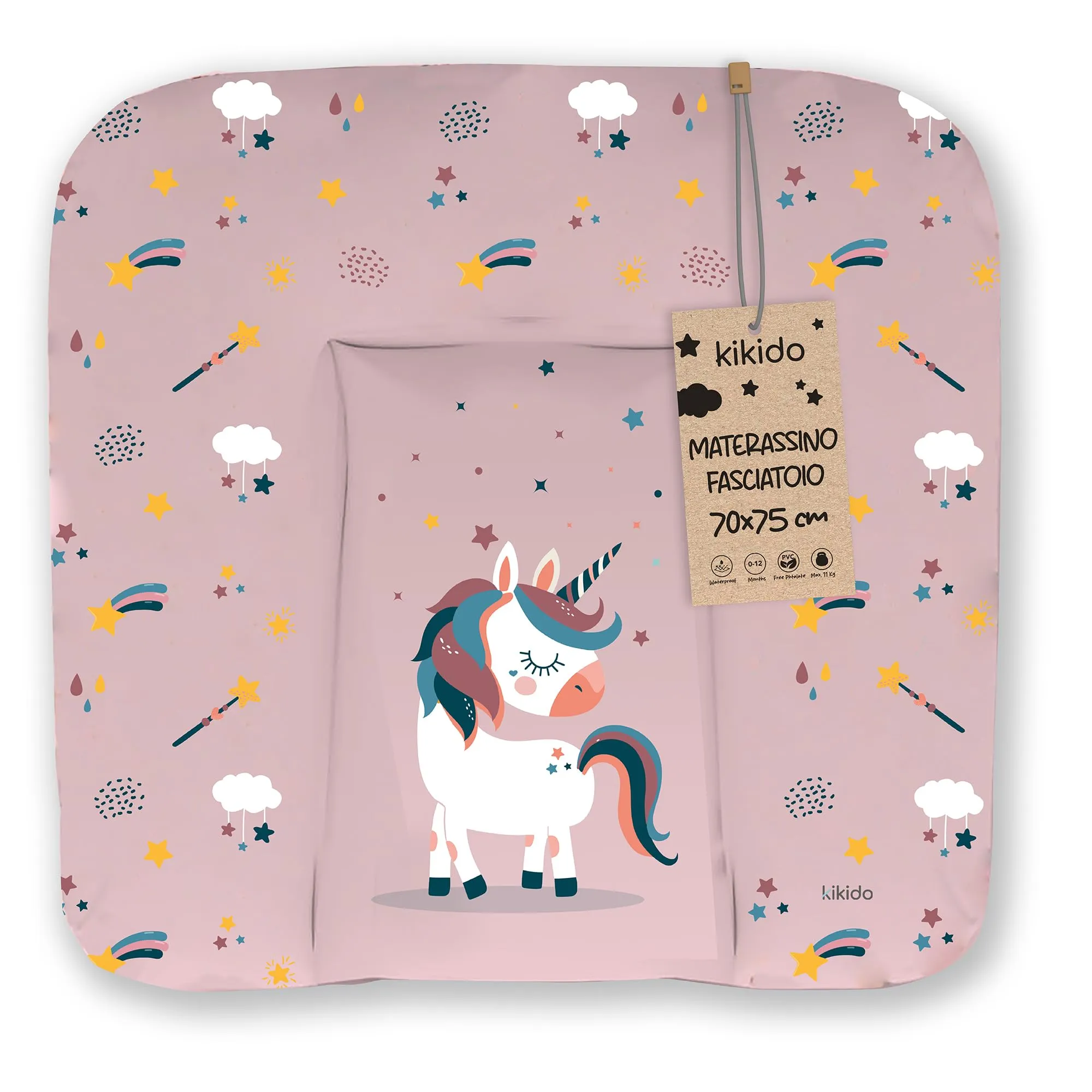 Kikido Materassino Fasciatoio 70x75 - Unicorno - Lavabile e Impermeabile - immagine 1