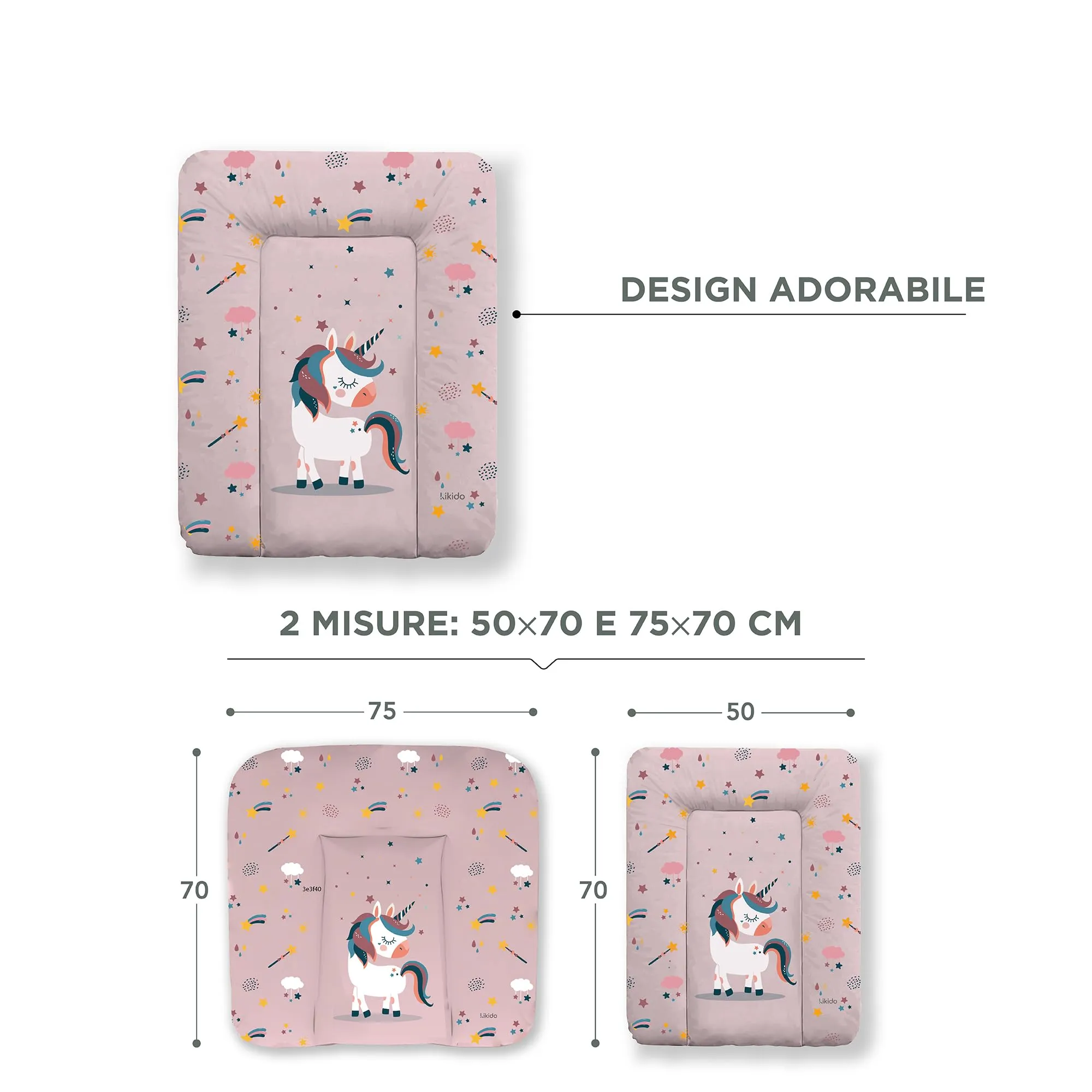 Kikido Materassino Fasciatoio 70x50 Unicorno Lavabile e Impermeabile Universale - immagine 2