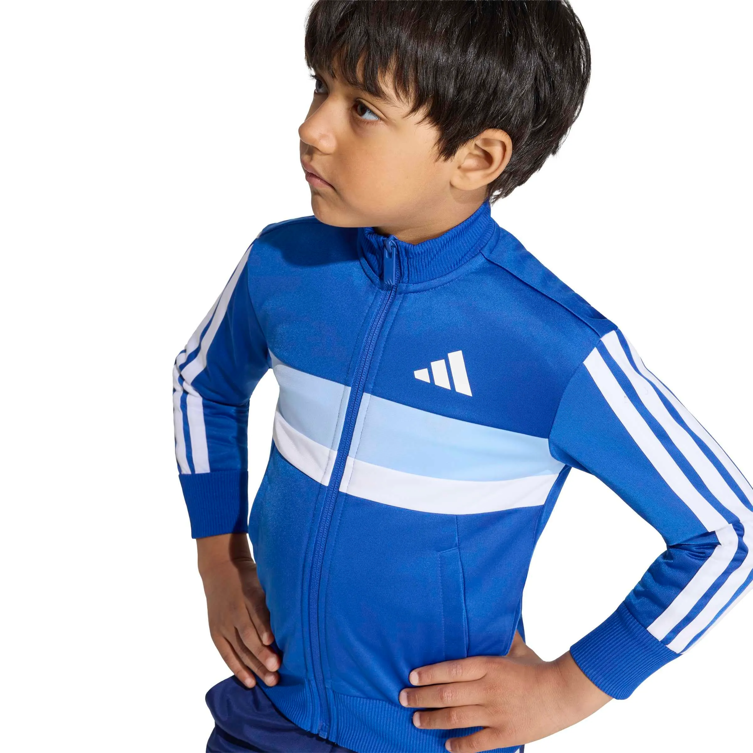 adidas Seasonal Essentials Tiberio 3 Stripes Tricot Track Suit, Team Royal Blue/White, 7-8 Years - immagine 4