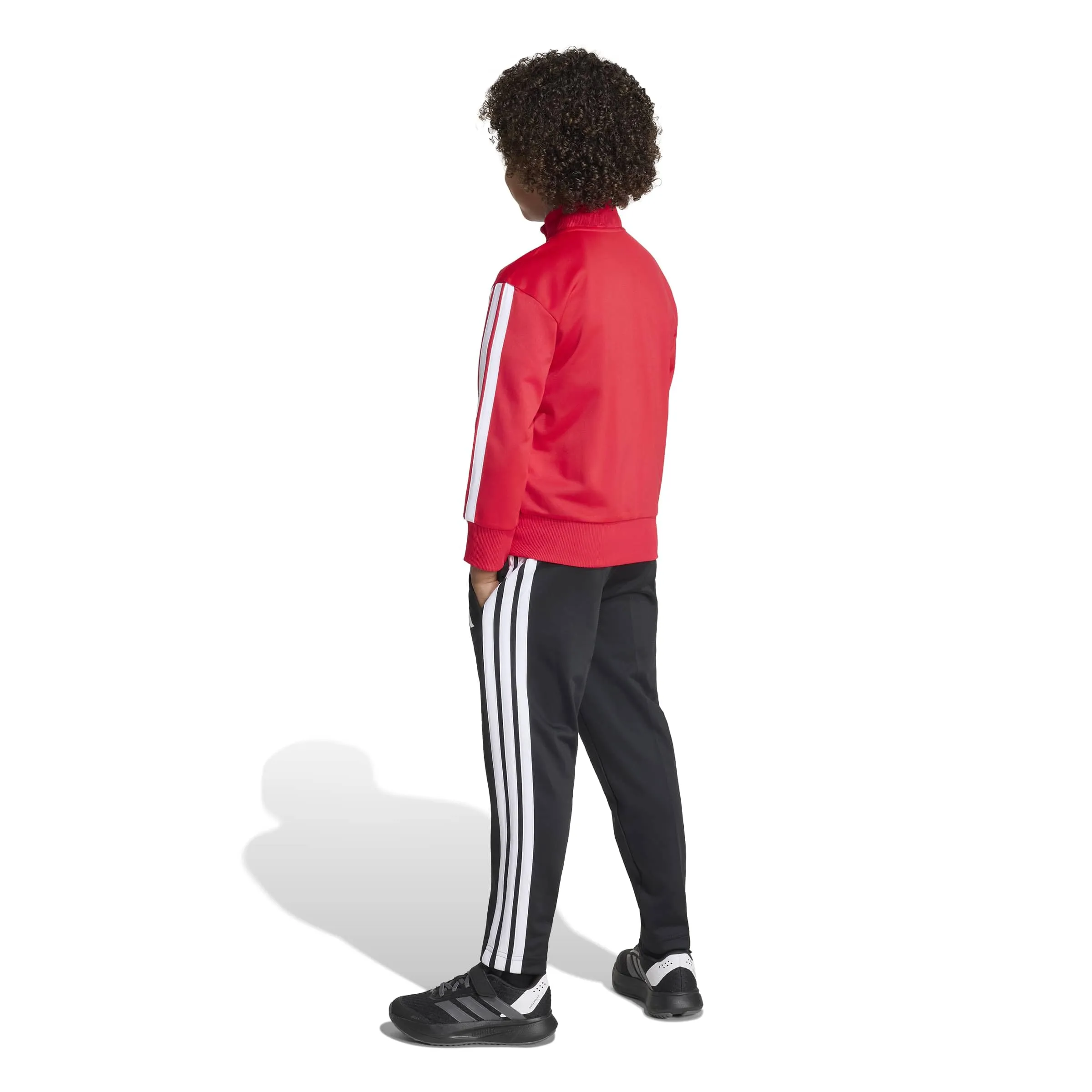 adidas Seasonal Essentials Tiberio 3 Stripes Tricot Tracksuit, Pure Ruby/White/Black, 6-7 Years - immagine 2