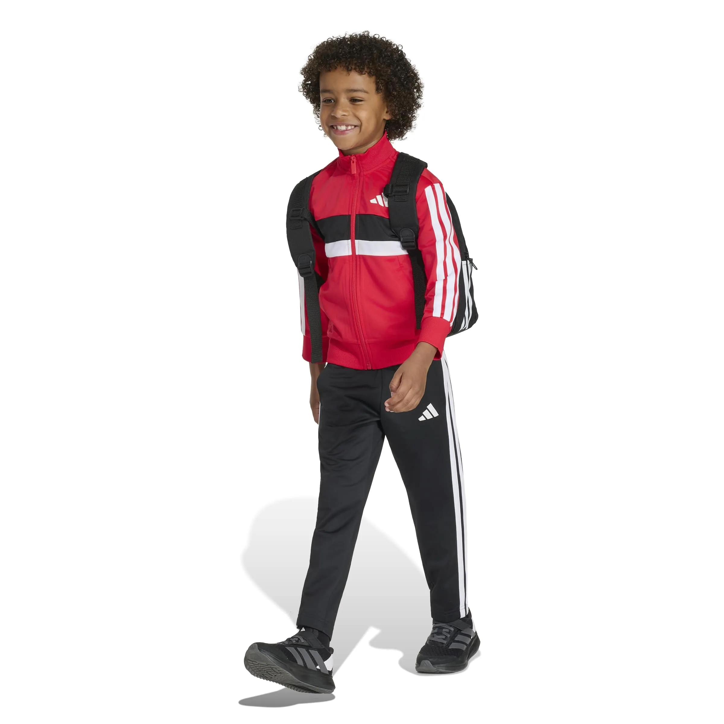 adidas Seasonal Essentials Tiberio 3 Stripes Tricot Tracksuit, Pure Ruby/White/Black, 6-7 Years - immagine 6