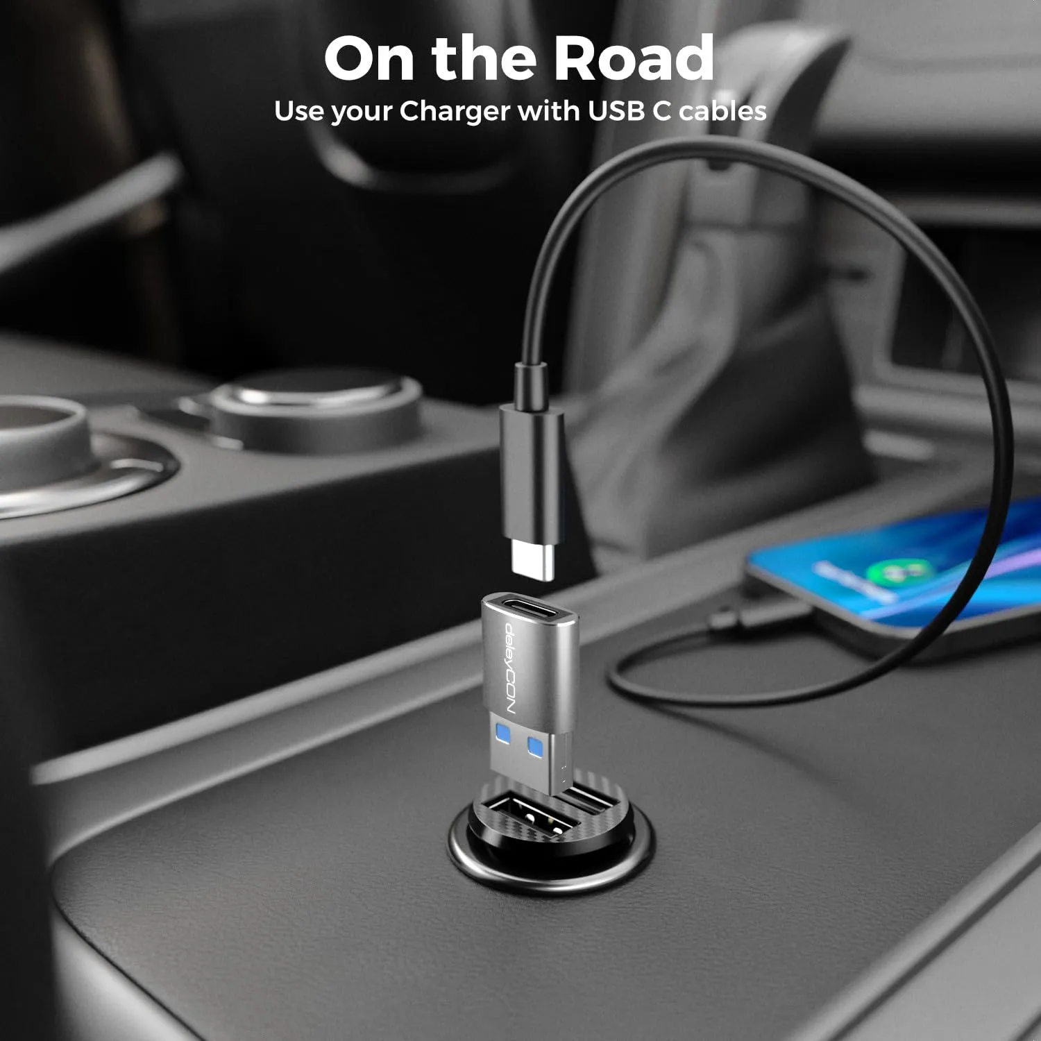 deleyCON Adattatore USB-C a USB-A 3.0 5 Gbps (3 Pezzi) per iPhone 17/16/15, iPad, Samsung Galaxy S25/S24/S23, A56, A16, Laptop e CarPlay - immagine 4