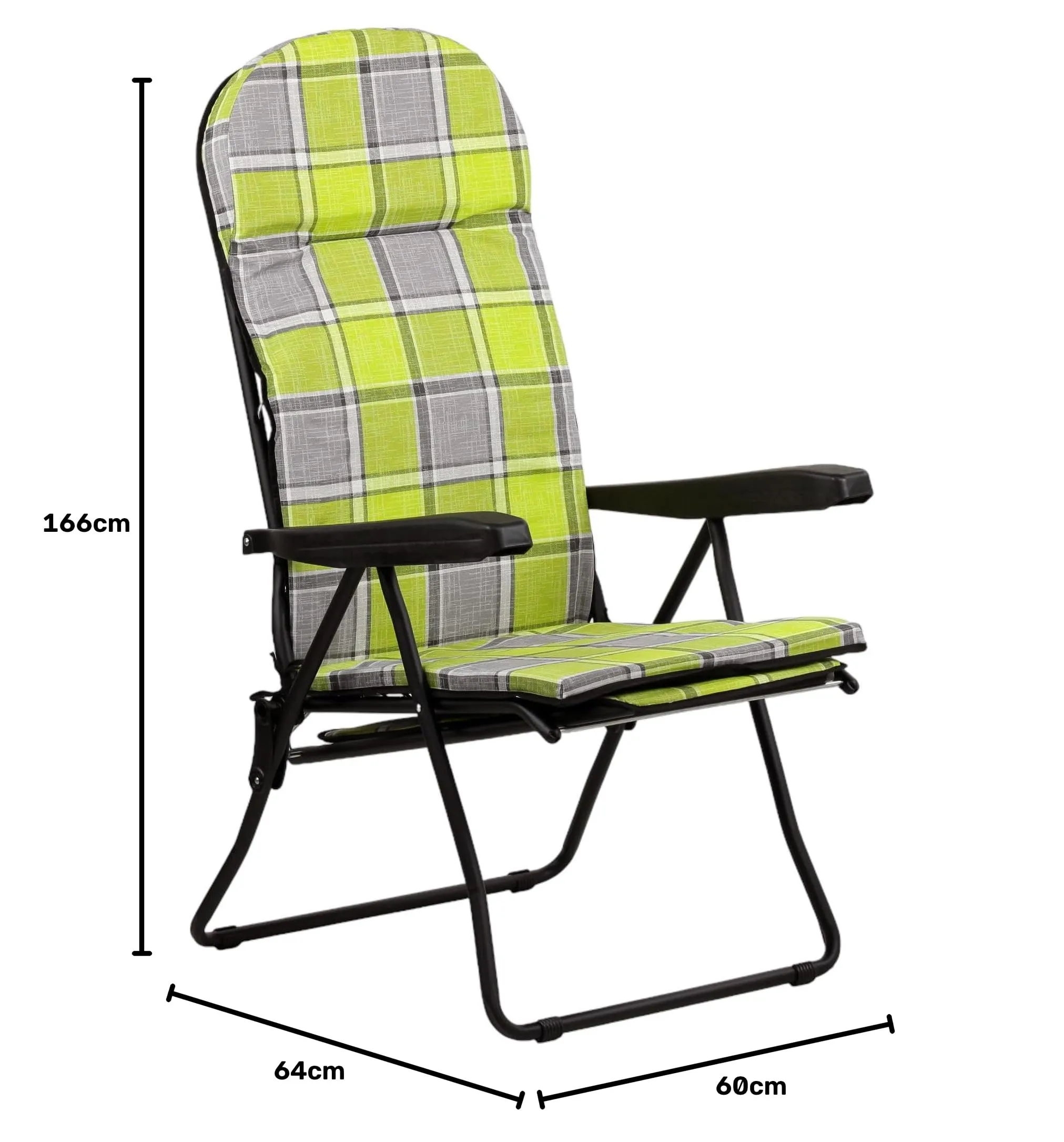 Totò Piccinni Sedia Sdraio Giulia (Struttura Nero - Scozzese Verde/Grigio) - immagine 2