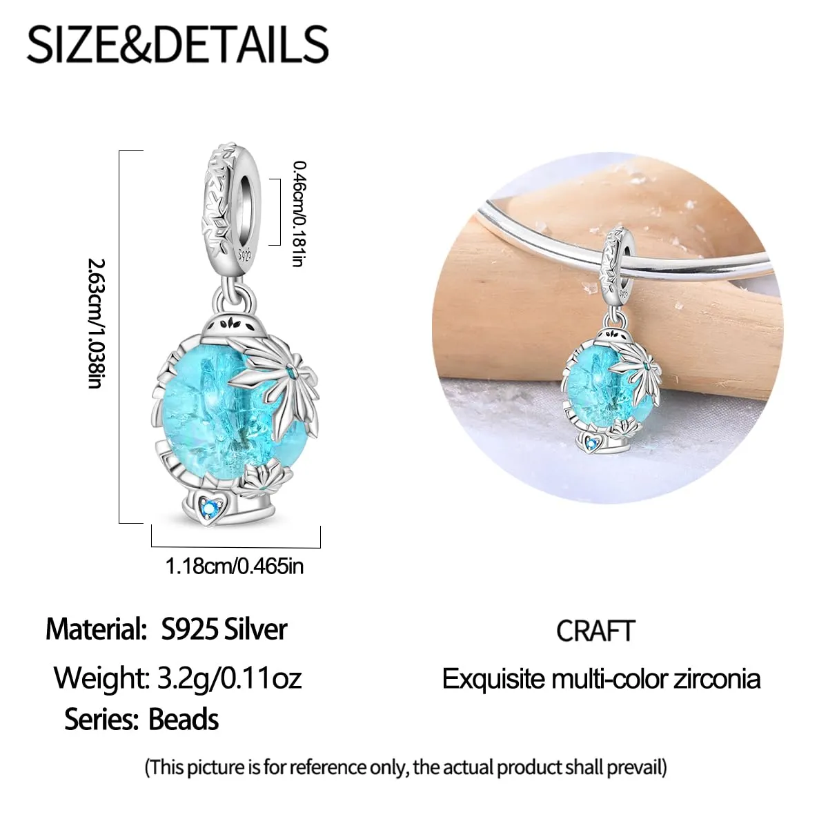 Pandach Bead Charm in Argento Sterling 925 con Cubic Zirconia per Braccialetti e Collane Europei - immagine 5