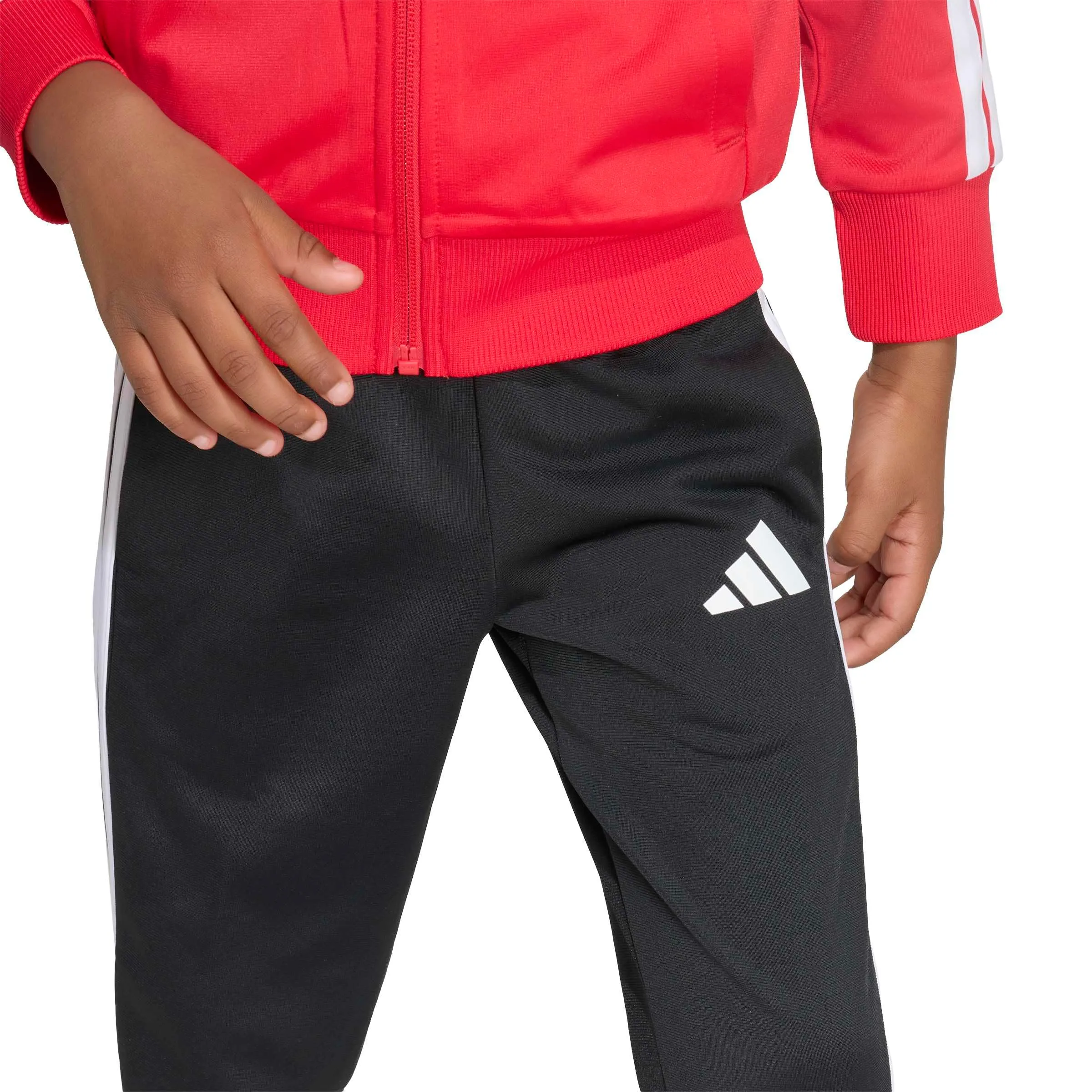 adidas Seasonal Essentials Tiberio 3 Stripes Tricot Tracksuit, Pure Ruby/White/Black, 3-4 Years - immagine 5