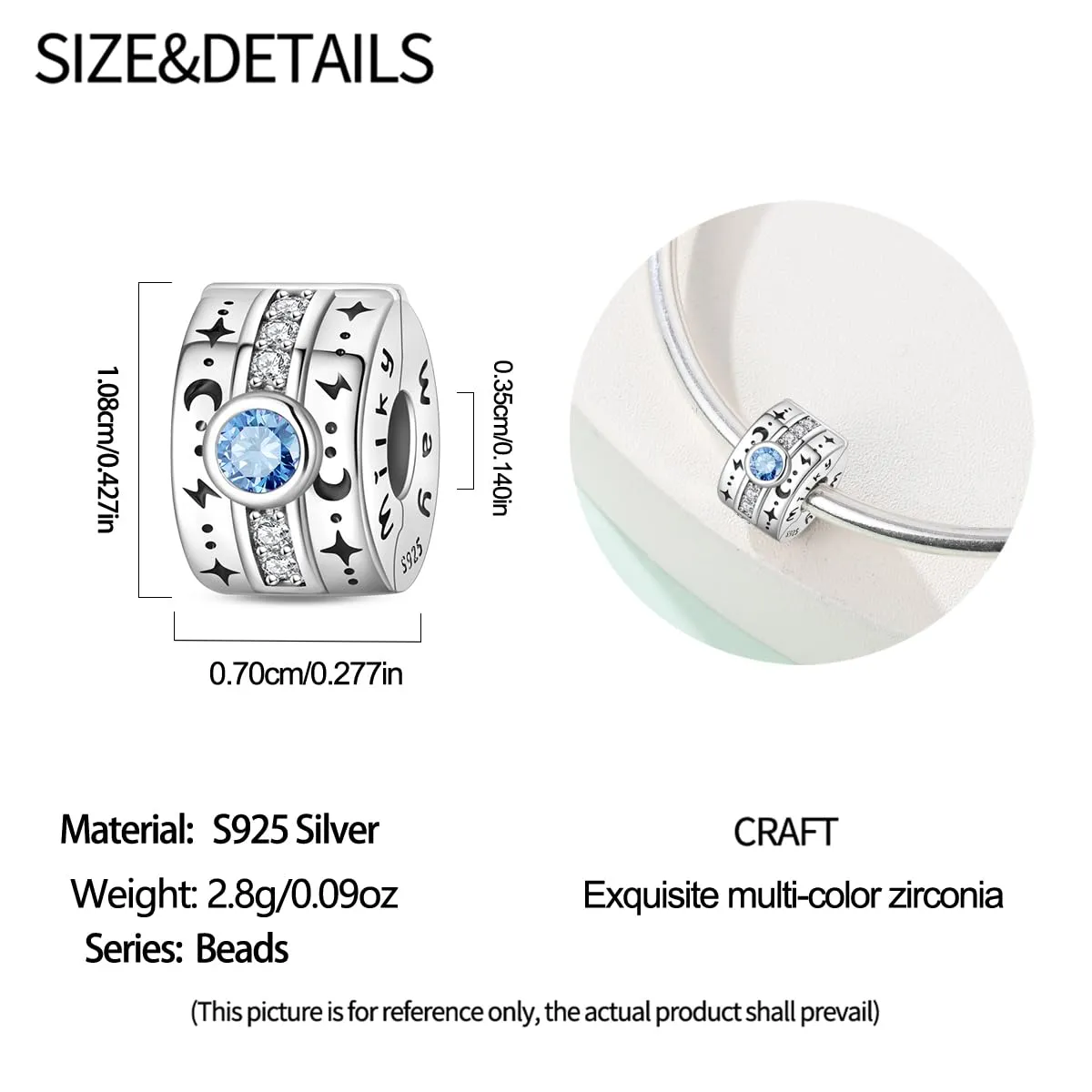 Pandach Bead Charm in Argento Sterling 925 con Cubic Zirconia per Braccialetti e Collane Europei - immagine 5