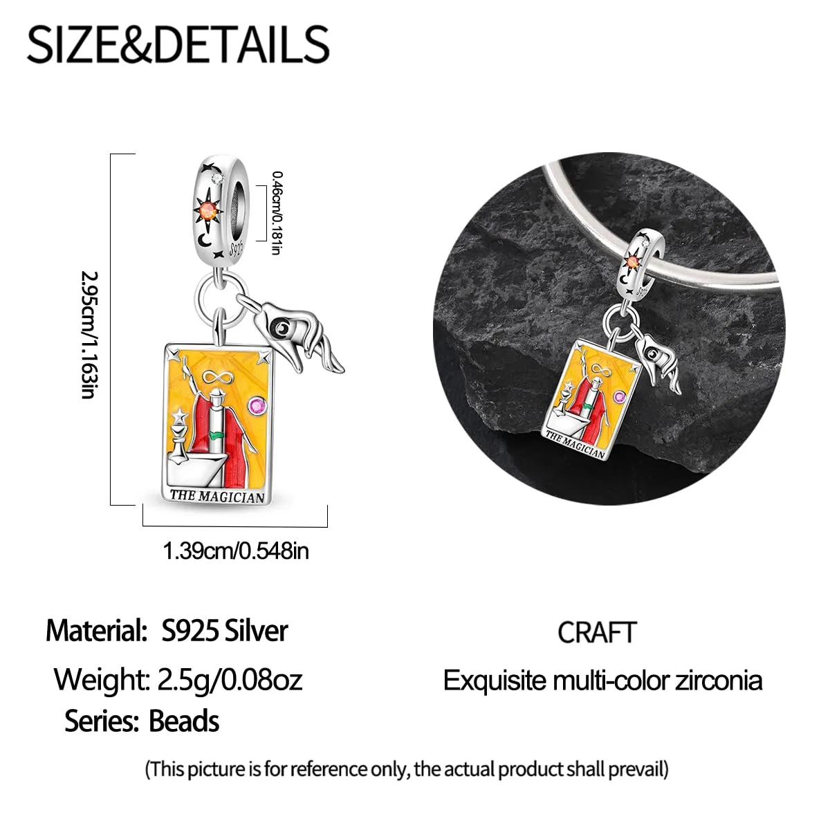 KUNSIR Bead Charm in Argento Sterling 925 con Cubic Zirconia, Compatibile con Braccialetti e Collane Europei - immagine 5