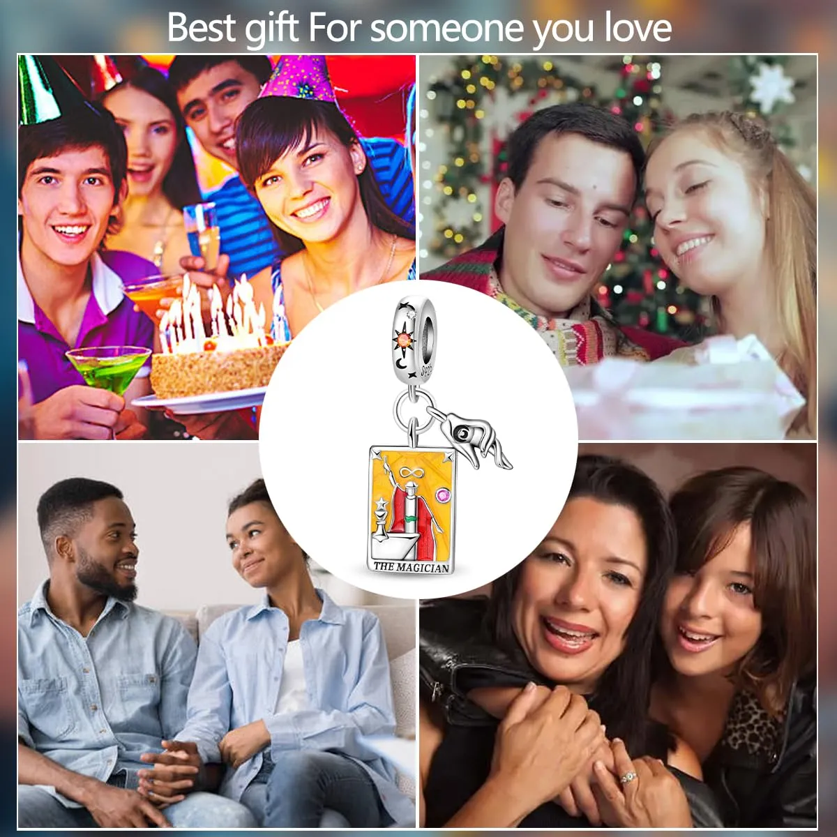 KUNSIR Bead Charm in Argento Sterling 925 con Cubic Zirconia, Compatibile con Braccialetti e Collane Europei - immagine 6